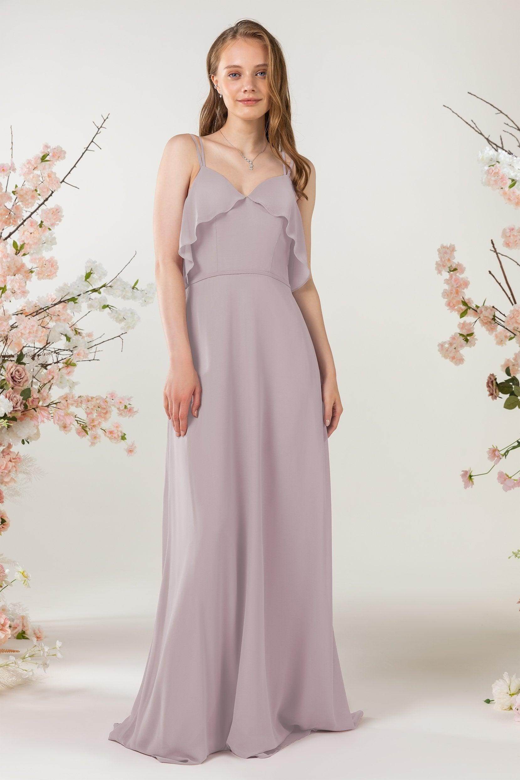 Sheath Sweep-Brush Train Chiffon Bridesmaid Dress CB0472