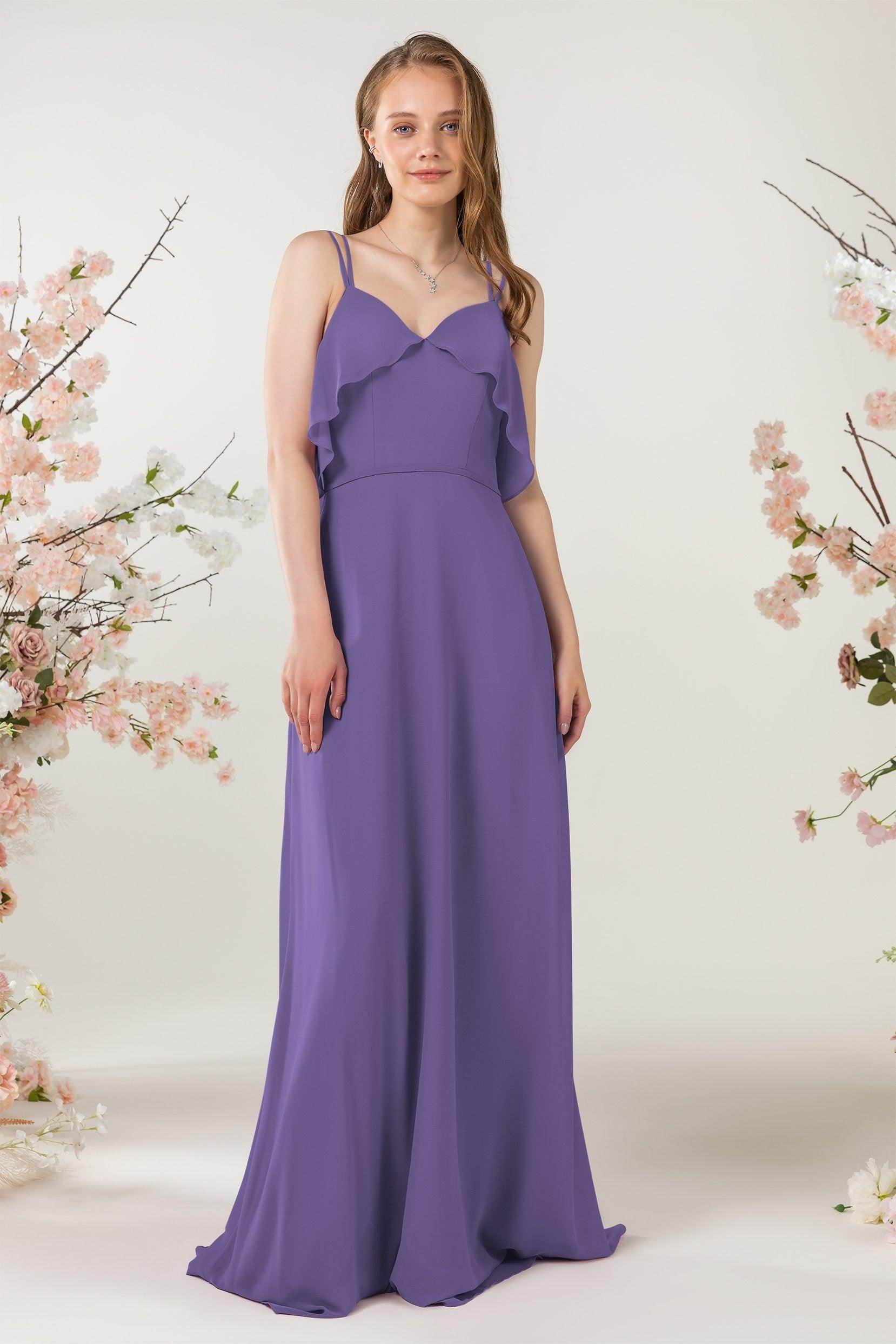 Sheath Sweep-Brush Train Chiffon Bridesmaid Dress CB0472