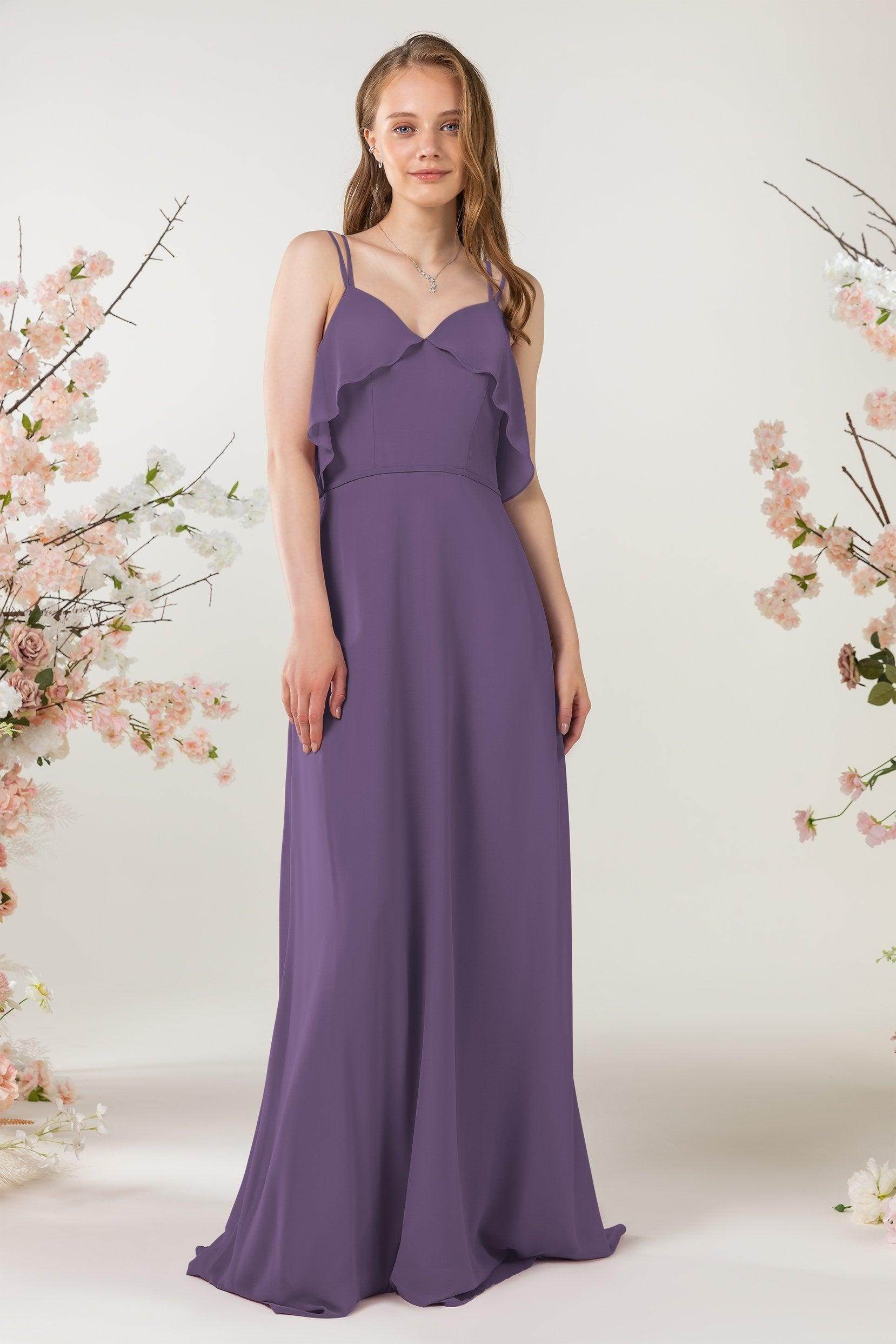 Sheath Sweep-Brush Train Chiffon Bridesmaid Dress CB0472