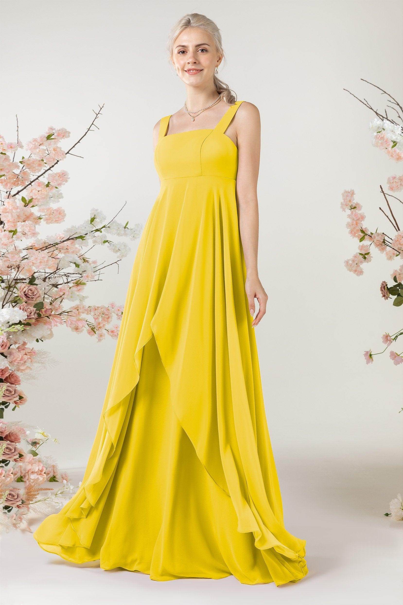 A-Line Sweep-Brush Train Chiffon Bridesmaid Dress CB0473