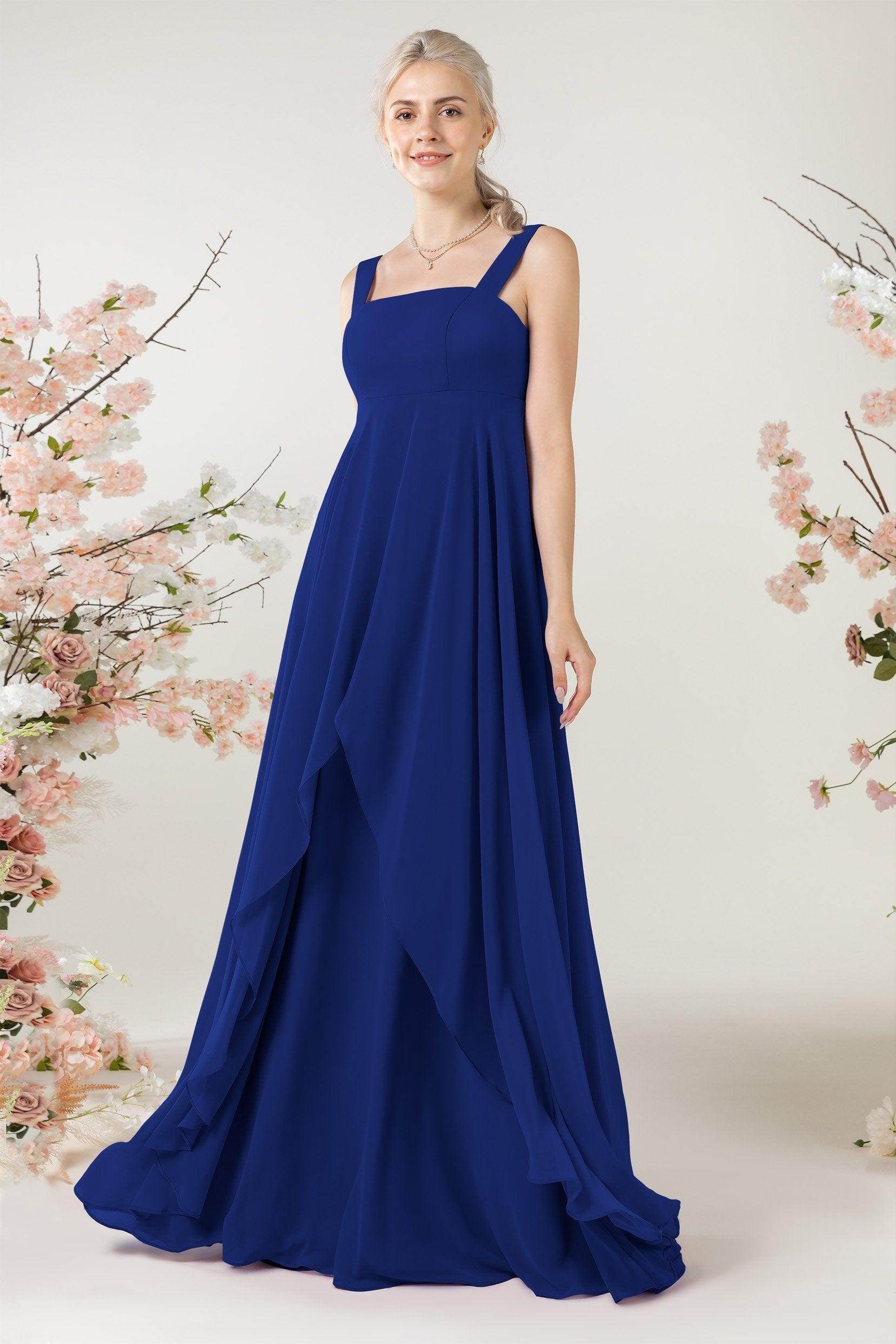 A-Line Sweep-Brush Train Chiffon Bridesmaid Dress CB0473