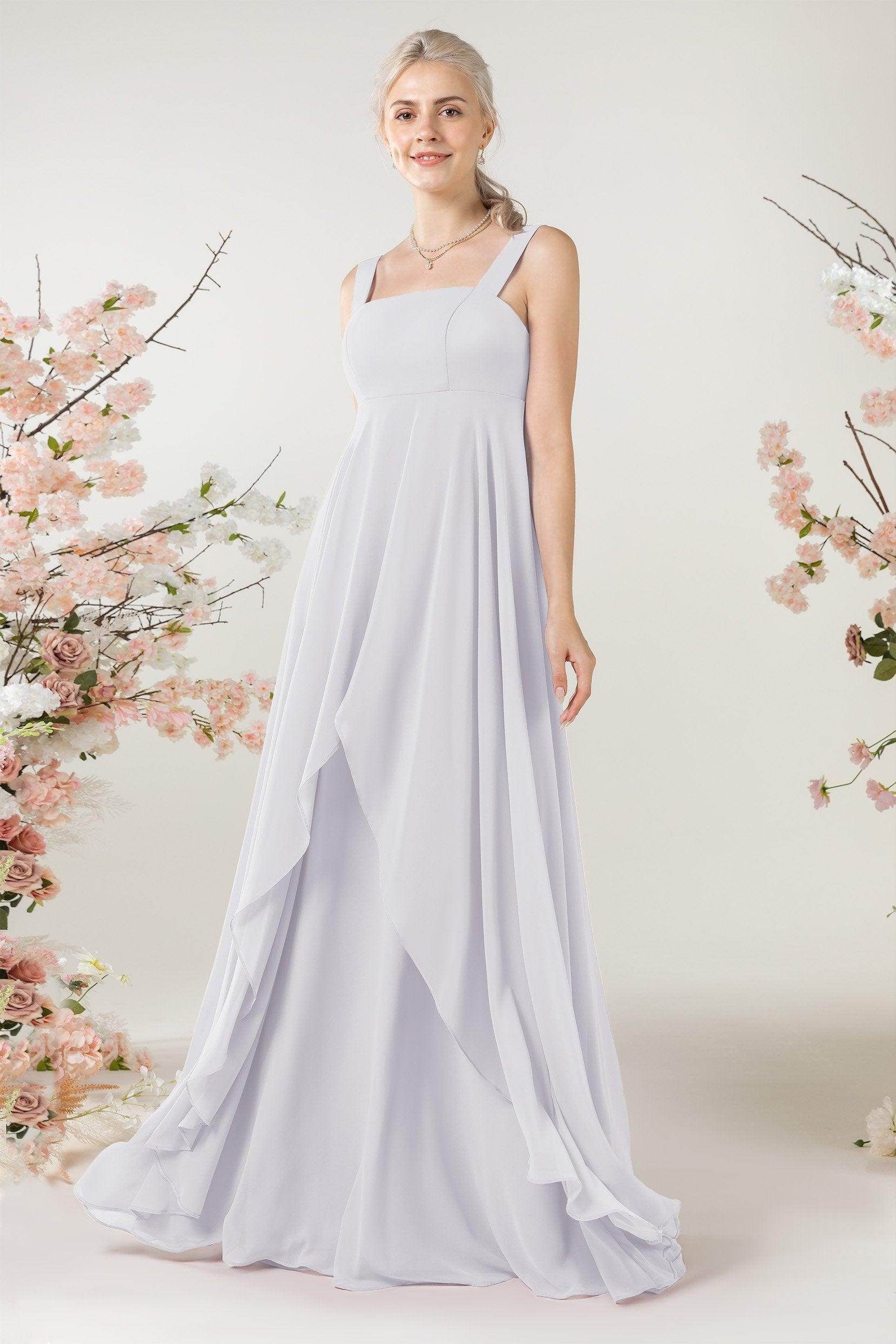 A-Line Sweep-Brush Train Chiffon Bridesmaid Dress CB0473