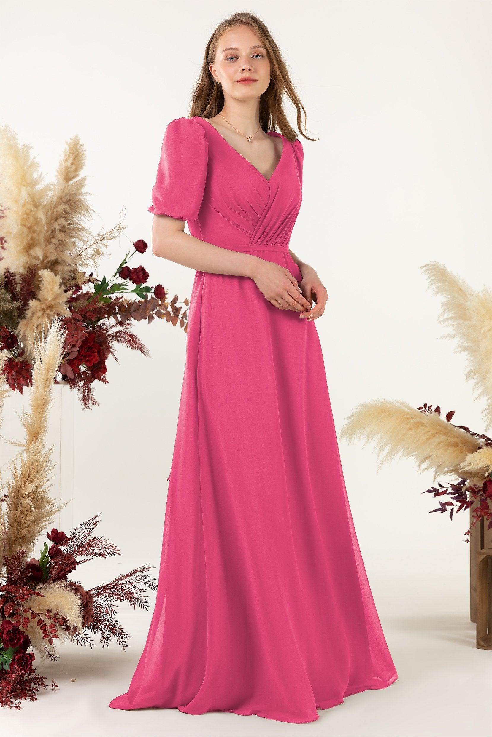 Sheath-Column Floor Length Chiffon Bridesmaid Dress CB0475