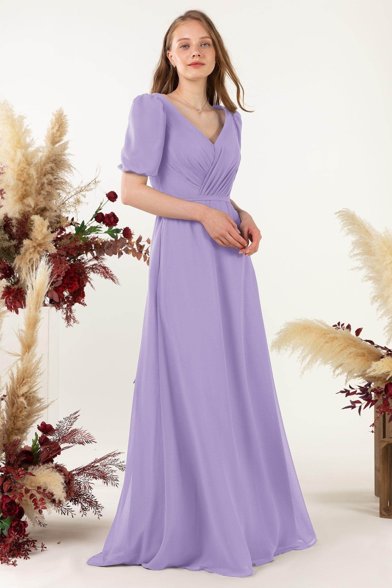 Sheath-Column Floor Length Chiffon Bridesmaid Dress CB0475