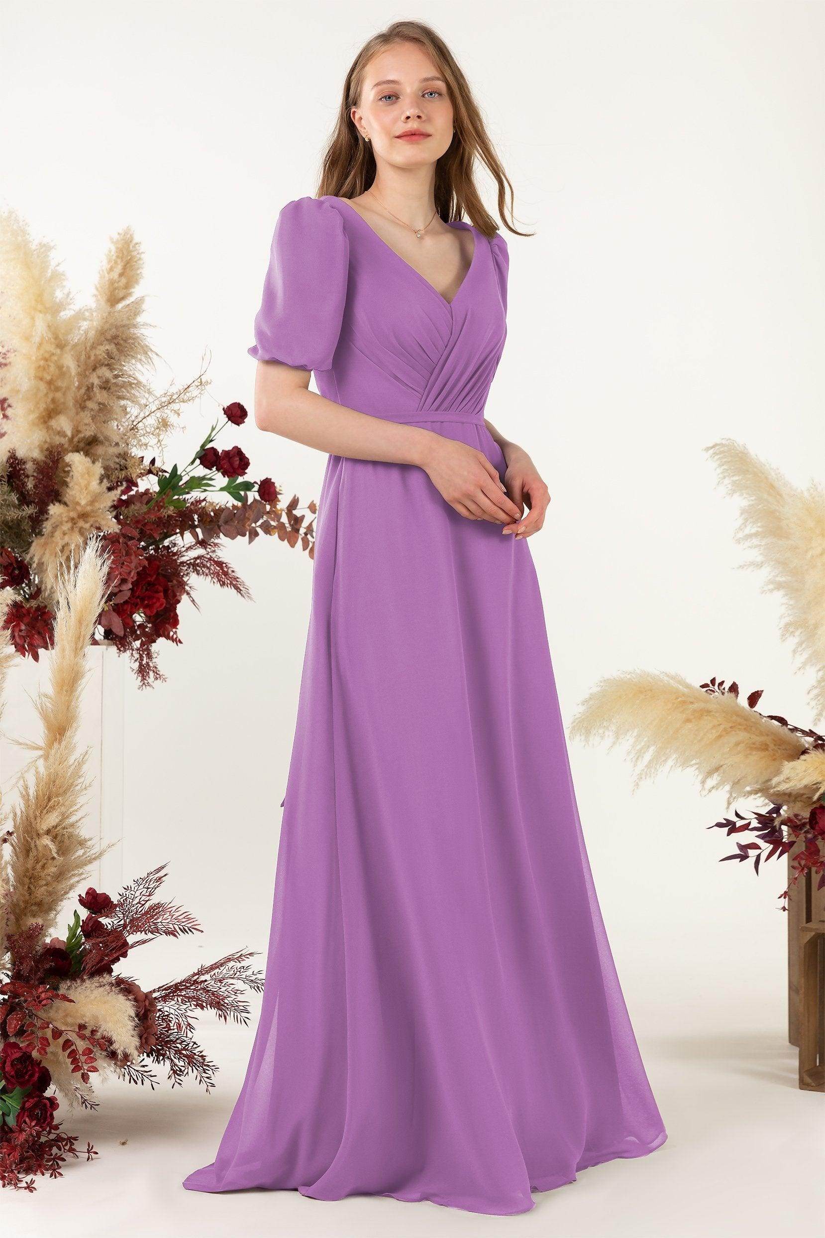 Sheath-Column Floor Length Chiffon Bridesmaid Dress CB0475