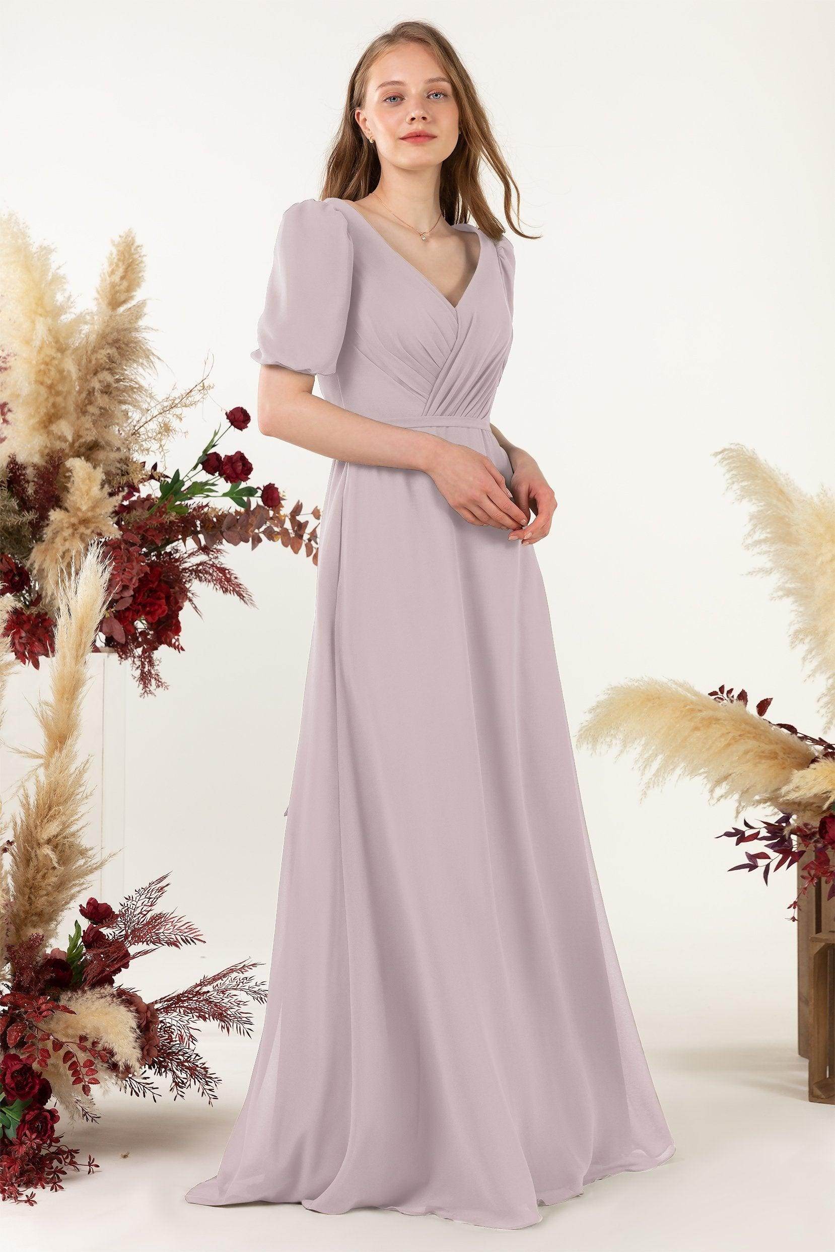 Sheath-Column Floor Length Chiffon Bridesmaid Dress CB0475
