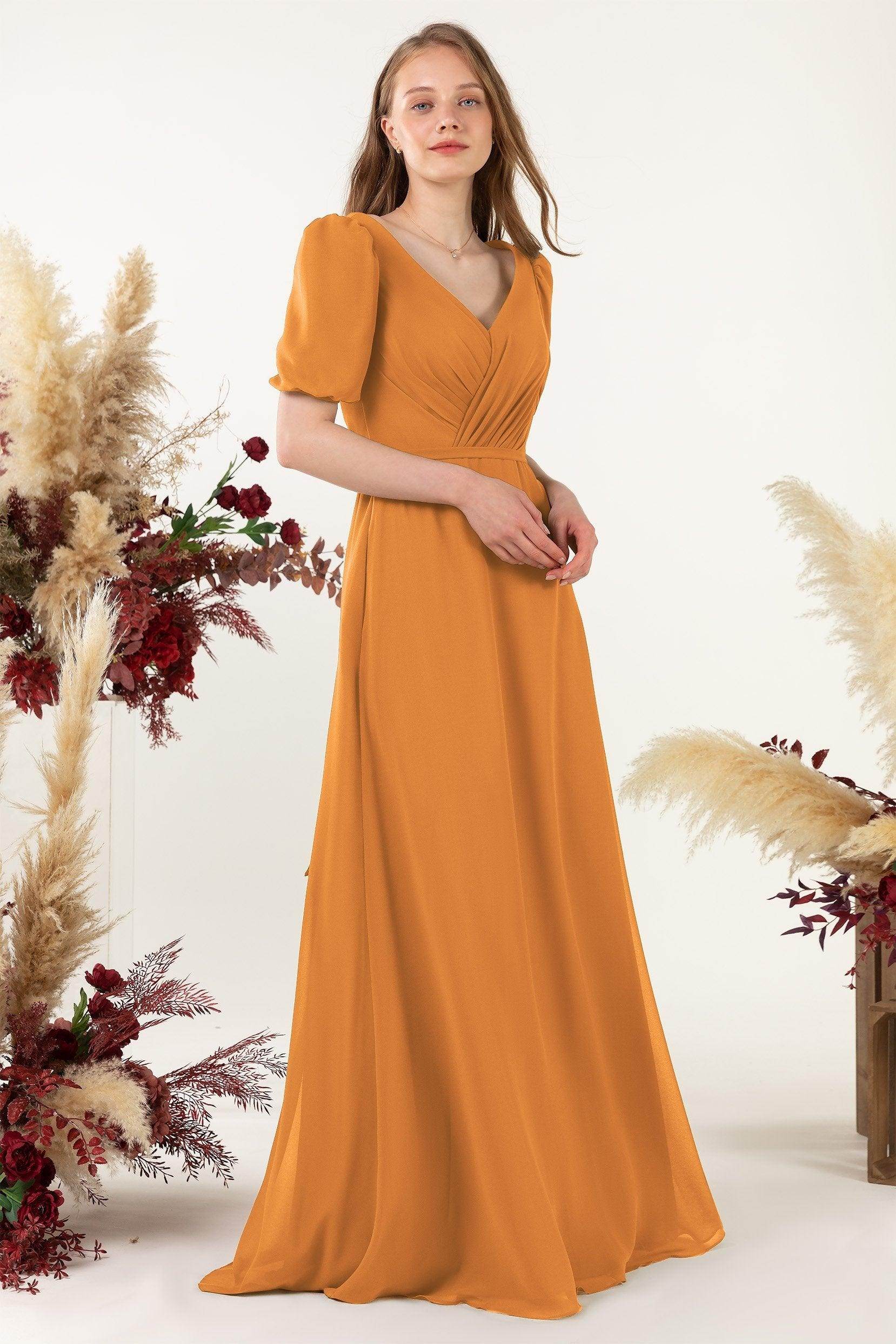 Sheath-Column Floor Length Chiffon Bridesmaid Dress CB0475