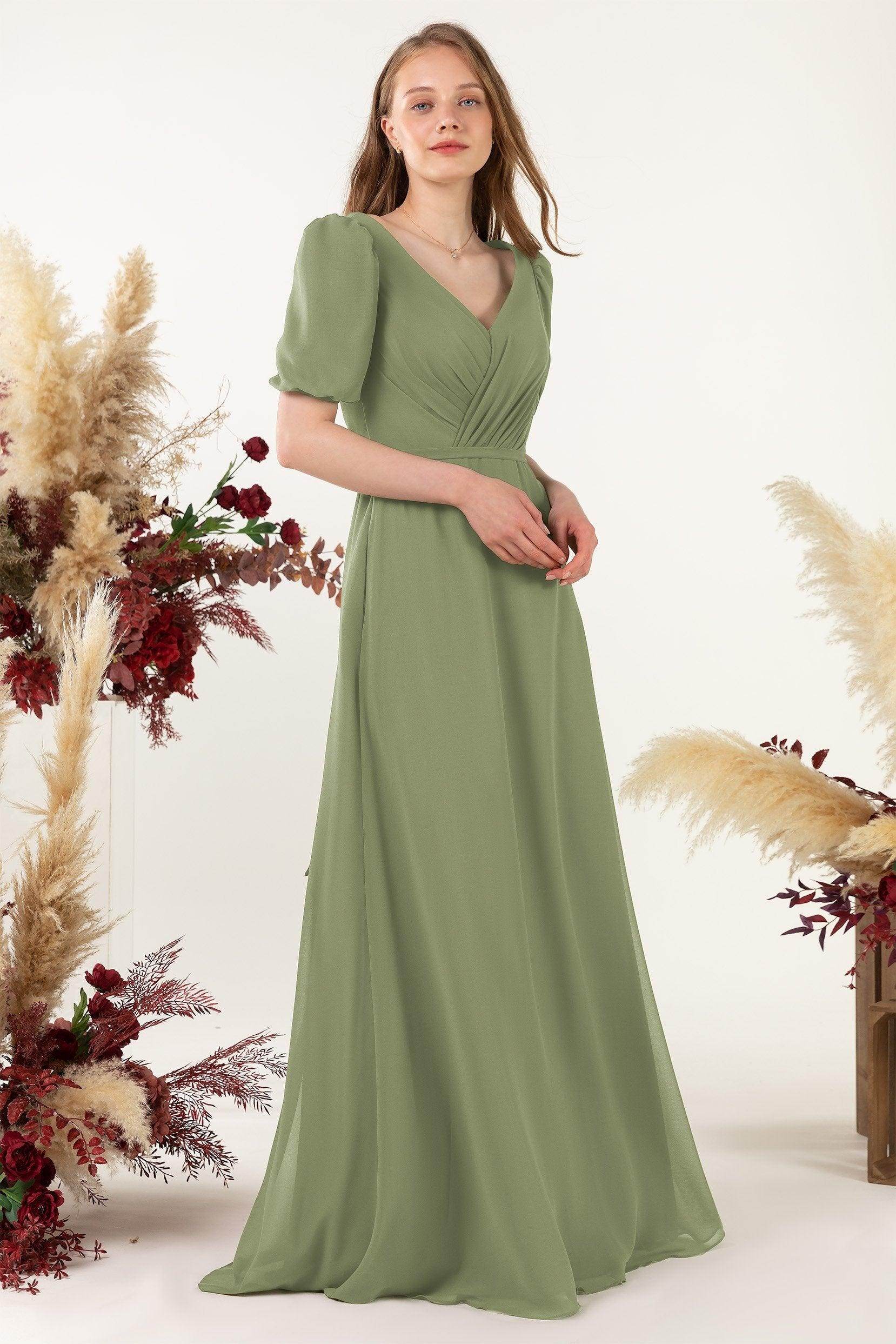 Sheath-Column Floor Length Chiffon Bridesmaid Dress CB0475