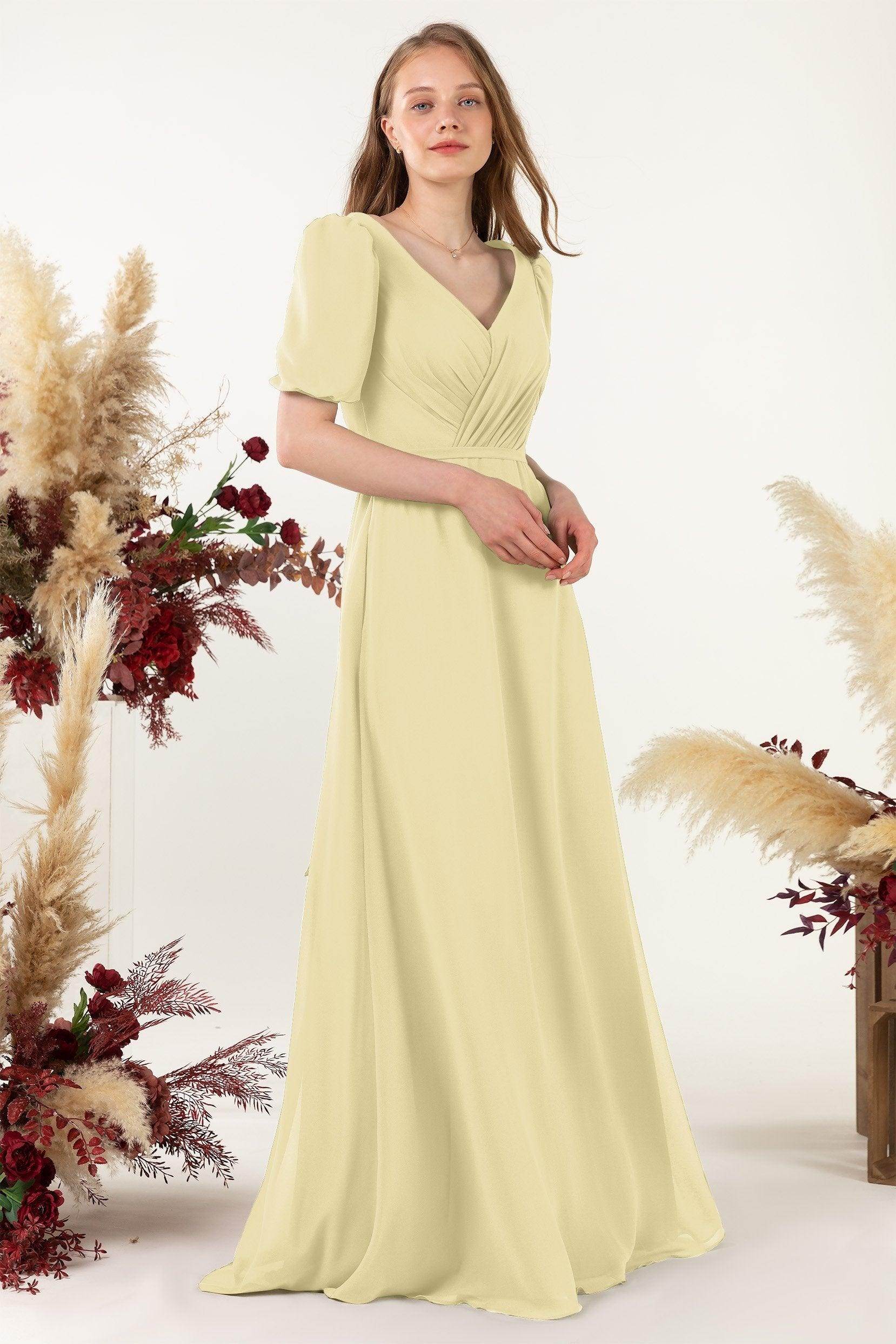 Sheath-Column Floor Length Chiffon Bridesmaid Dress CB0475