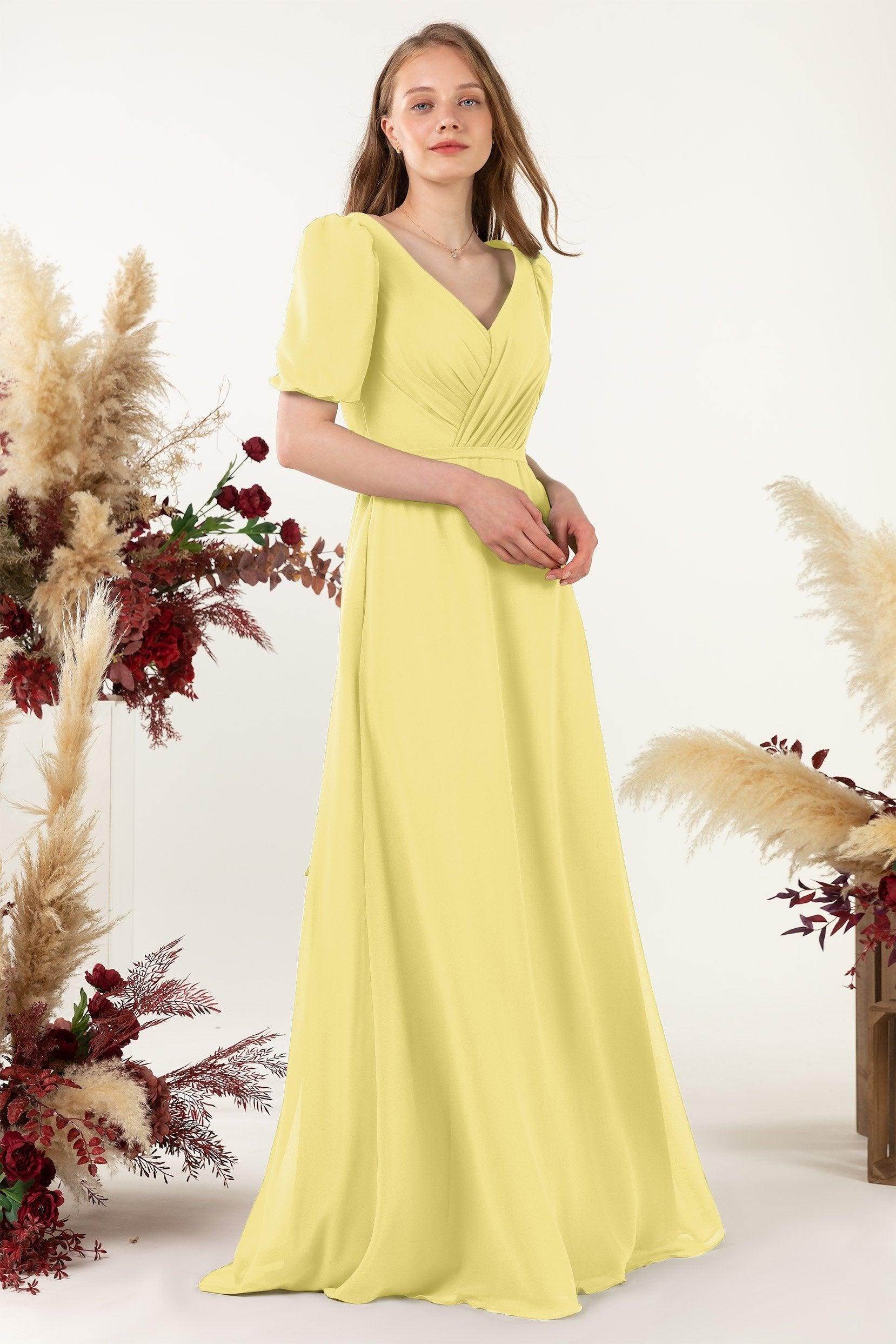 Sheath-Column Floor Length Chiffon Bridesmaid Dress CB0475