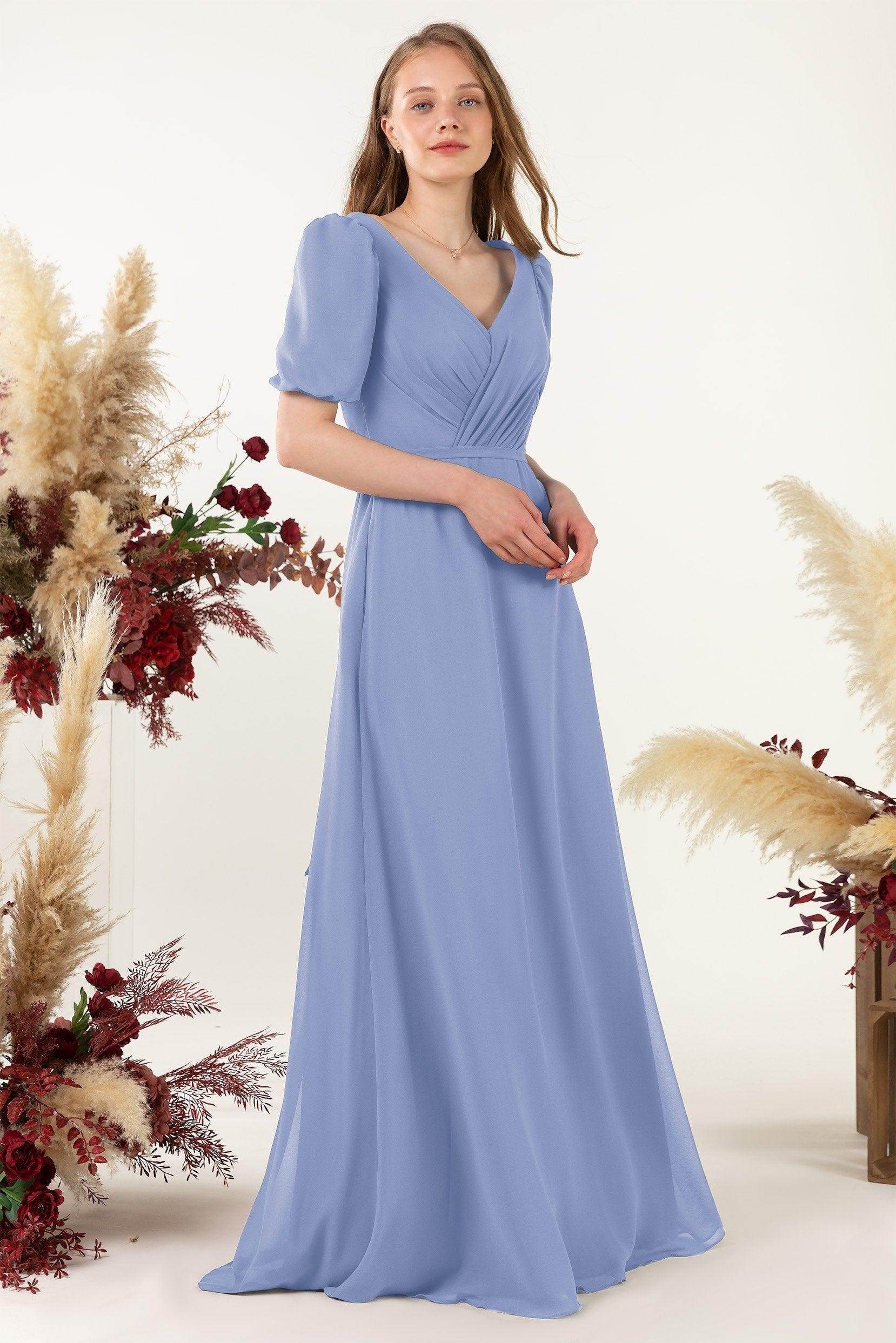 Sheath-Column Floor Length Chiffon Bridesmaid Dress CB0475