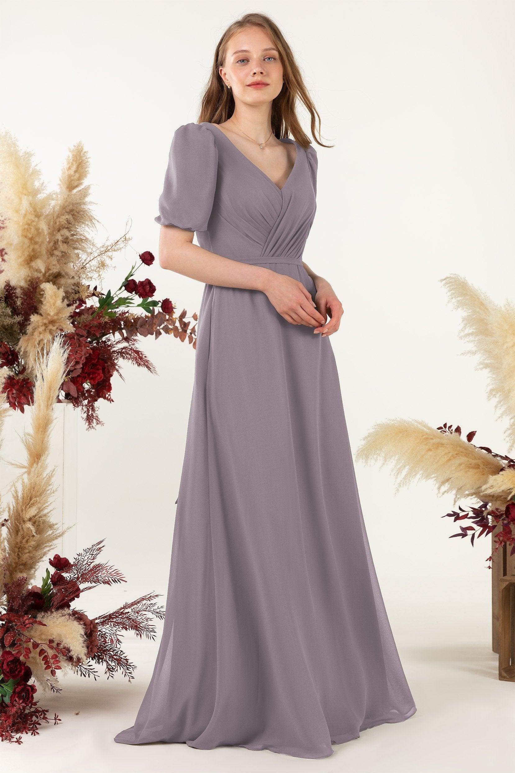 Sheath-Column Floor Length Chiffon Bridesmaid Dress CB0475