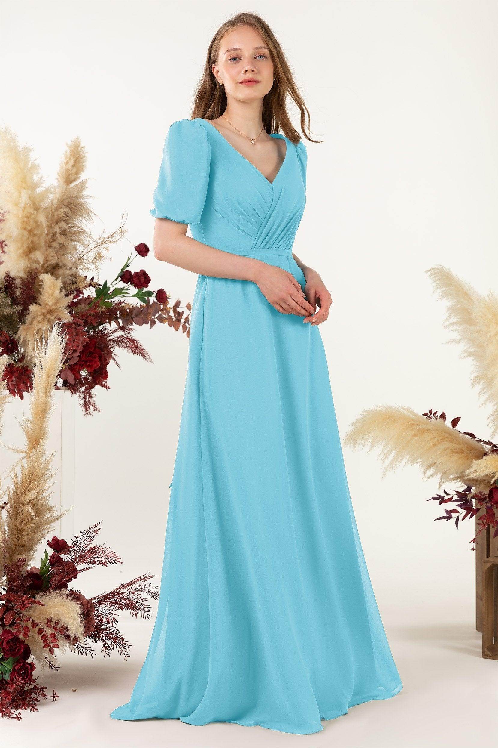 Sheath-Column Floor Length Chiffon Bridesmaid Dress CB0475