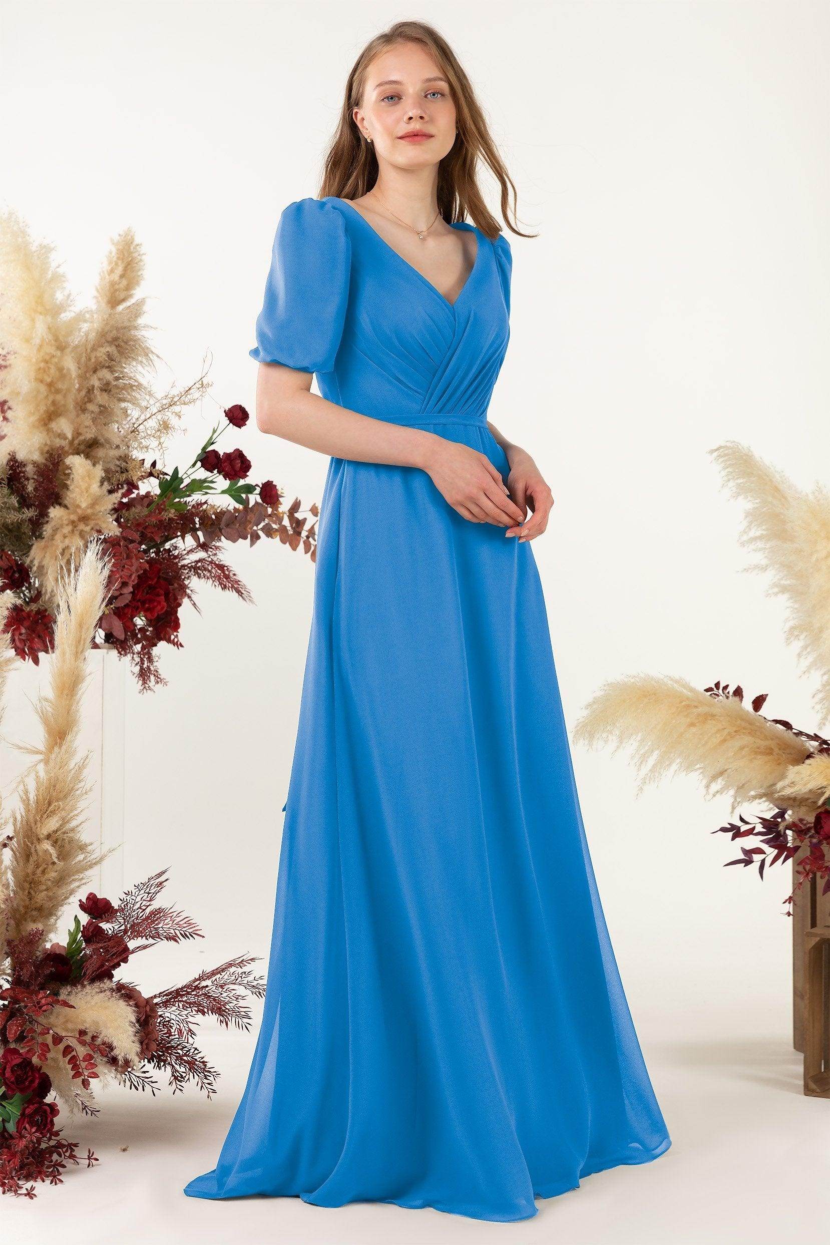 Sheath-Column Floor Length Chiffon Bridesmaid Dress CB0475