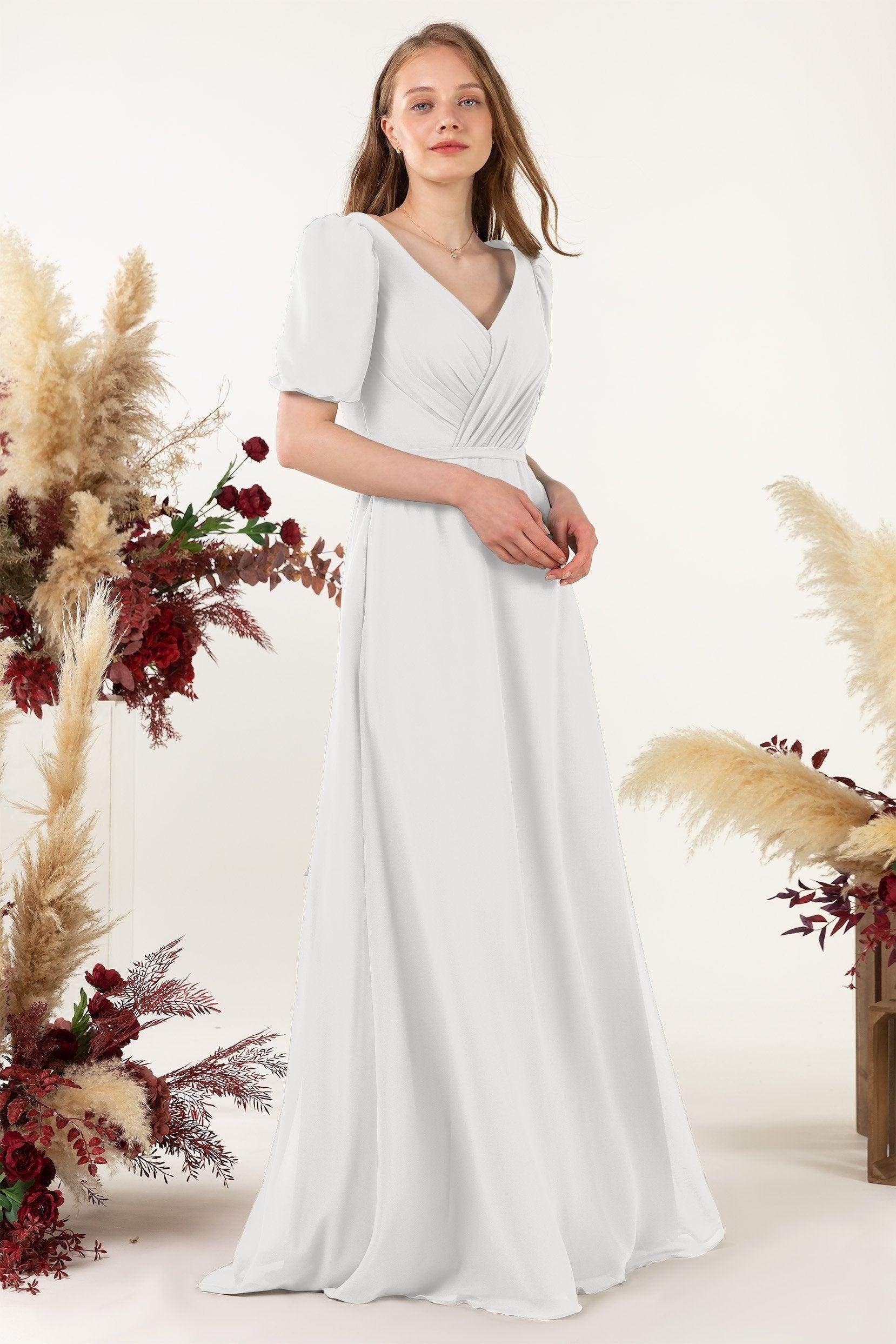 Sheath-Column Floor Length Chiffon Bridesmaid Dress CB0475