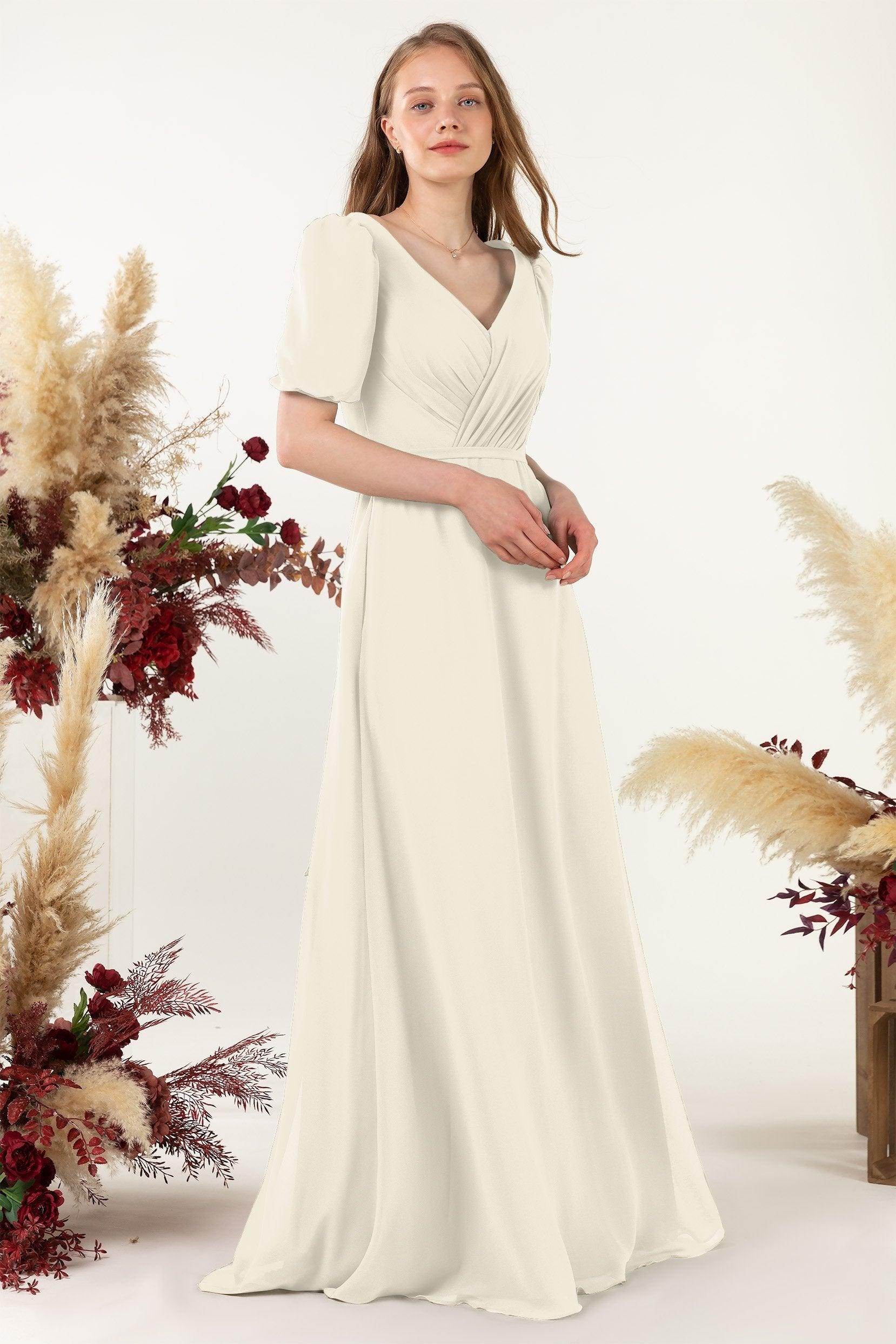 Sheath-Column Floor Length Chiffon Bridesmaid Dress CB0475