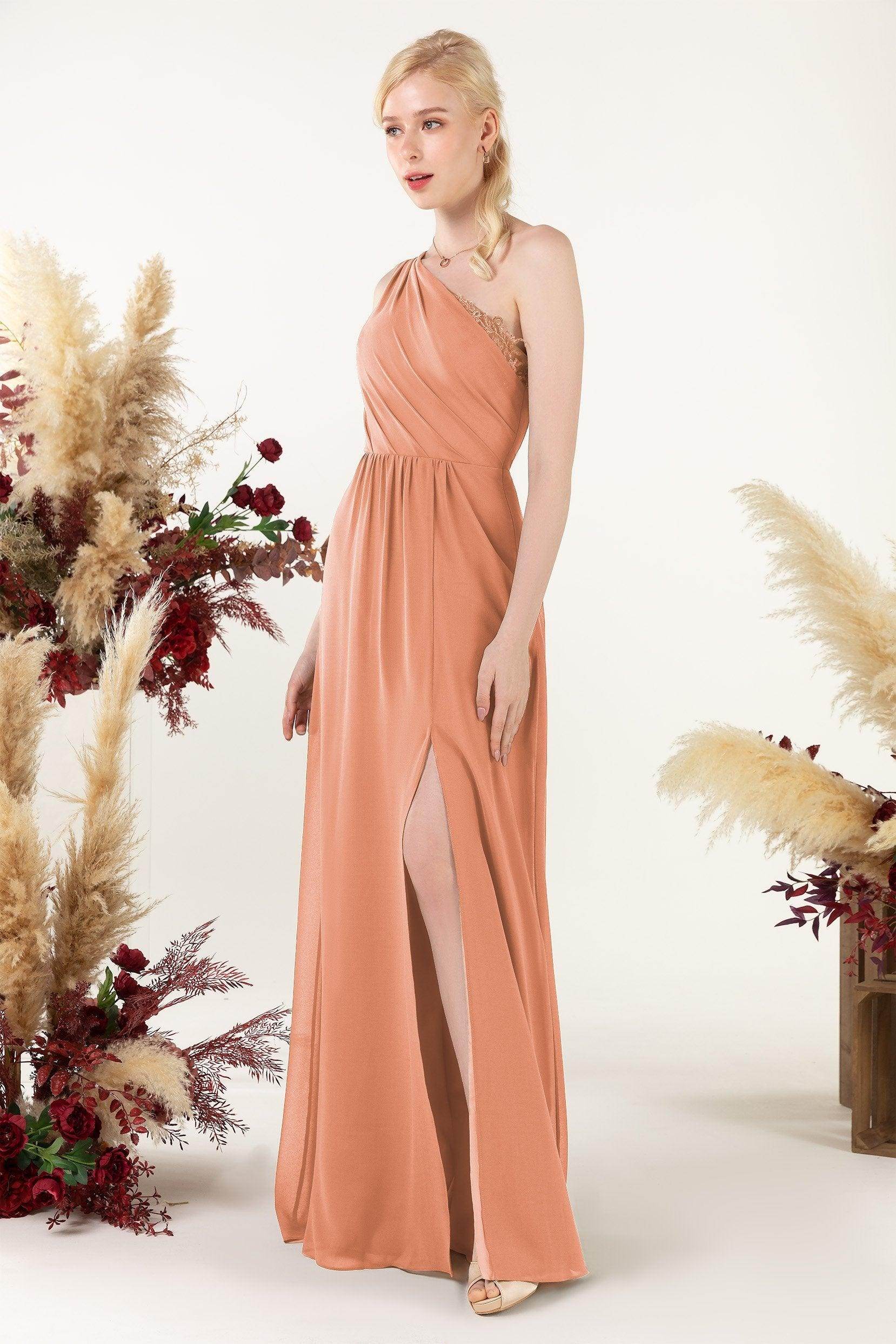 A-Line Floor Length Chiffon Bridesmaid Dress CB0477
