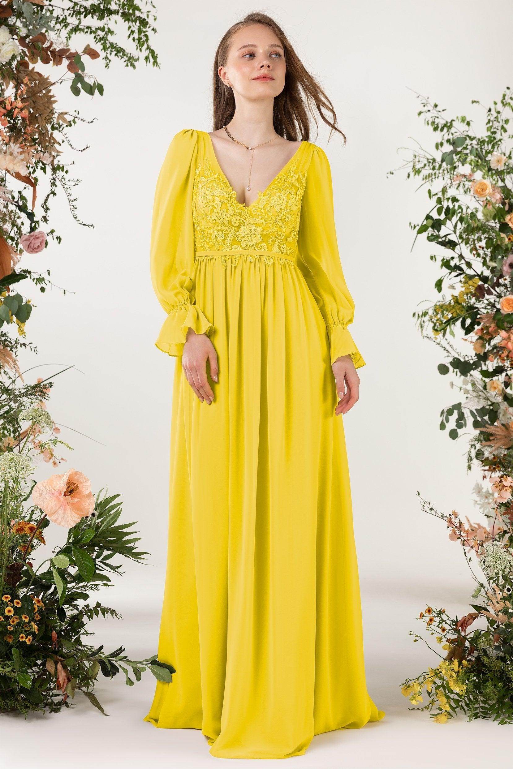 A-Line Sweep-Brush Train Chiffon Bridesmaid Dress CB0478