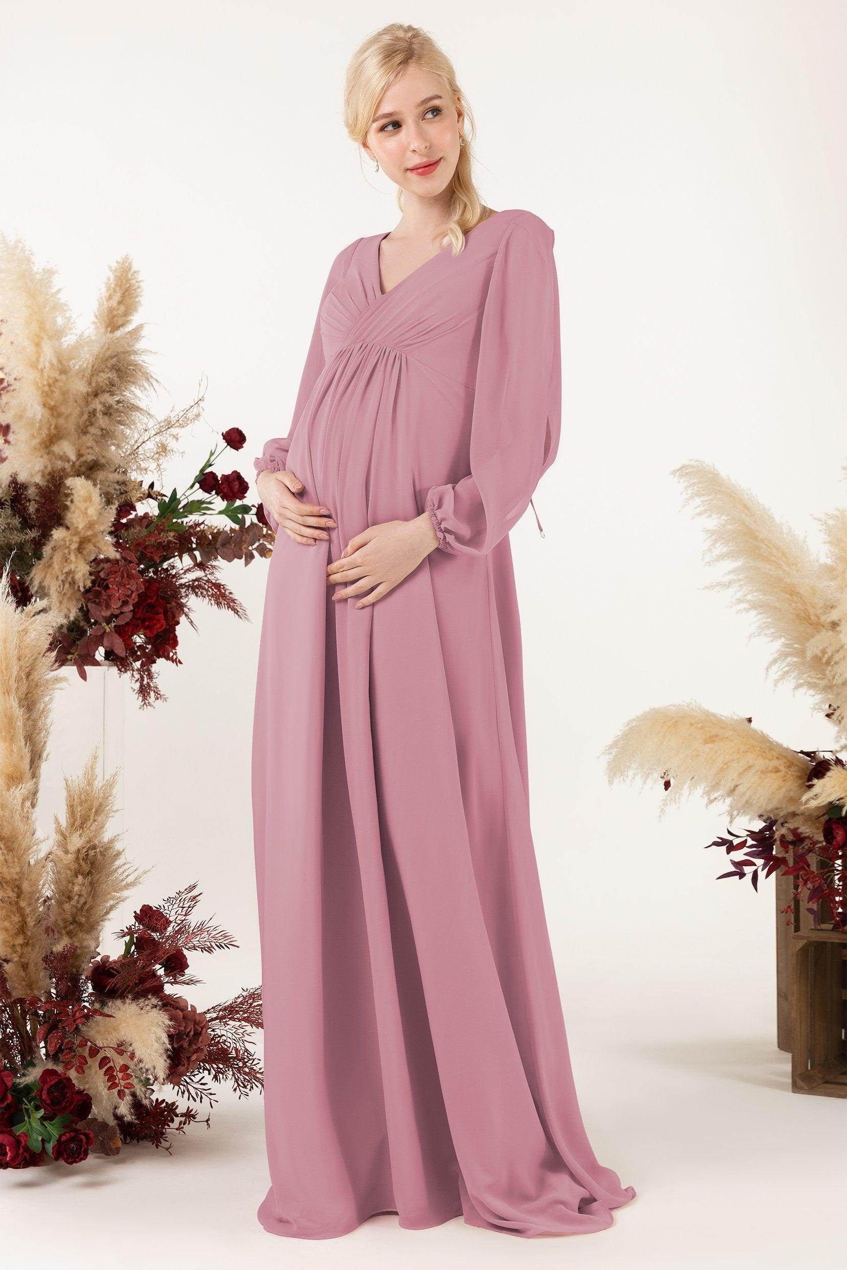 A-Line Sweep-Brush Train Chiffon Bridesmaid Dress CB0479M