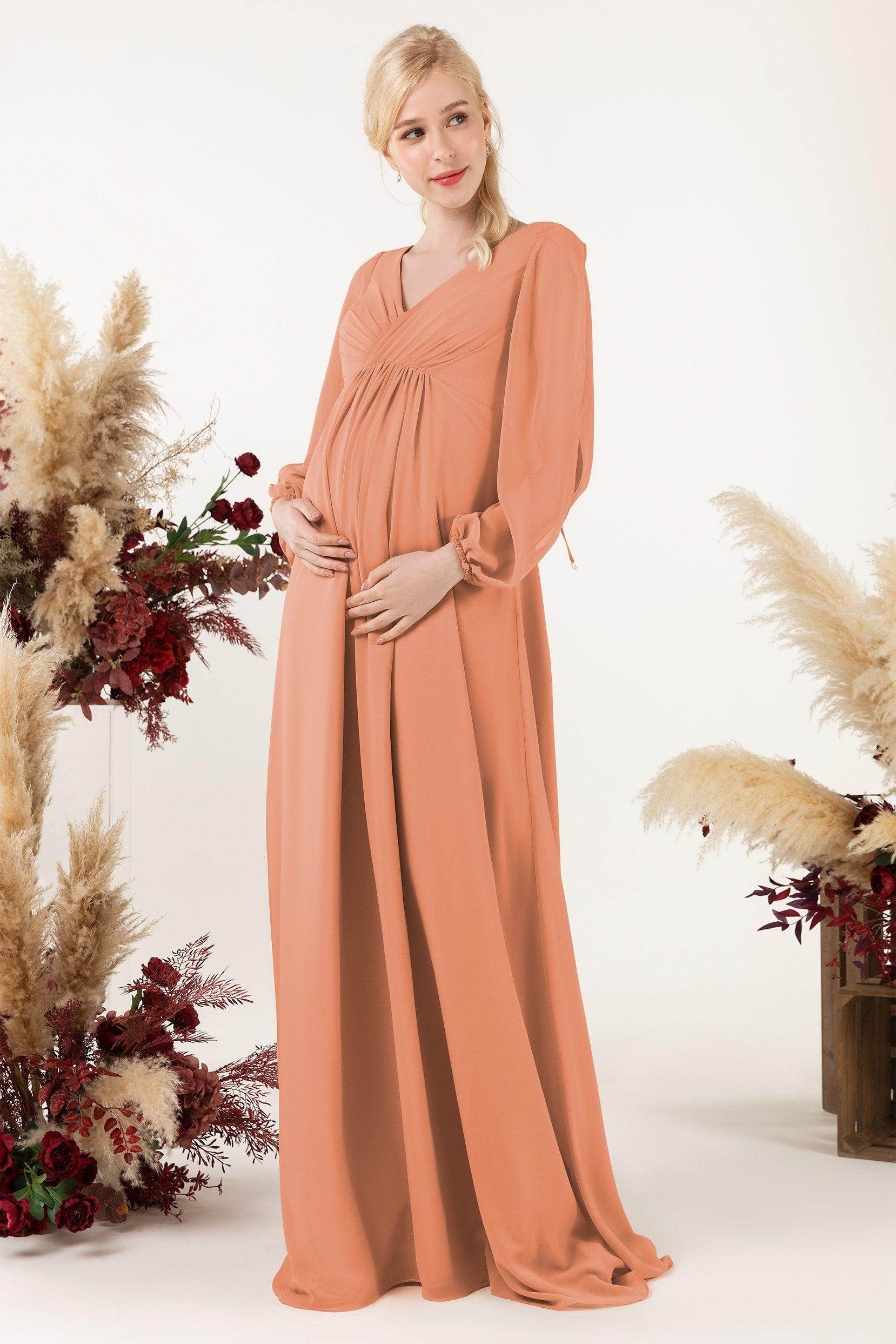 A-Line Sweep-Brush Train Chiffon Bridesmaid Dress CB0479M