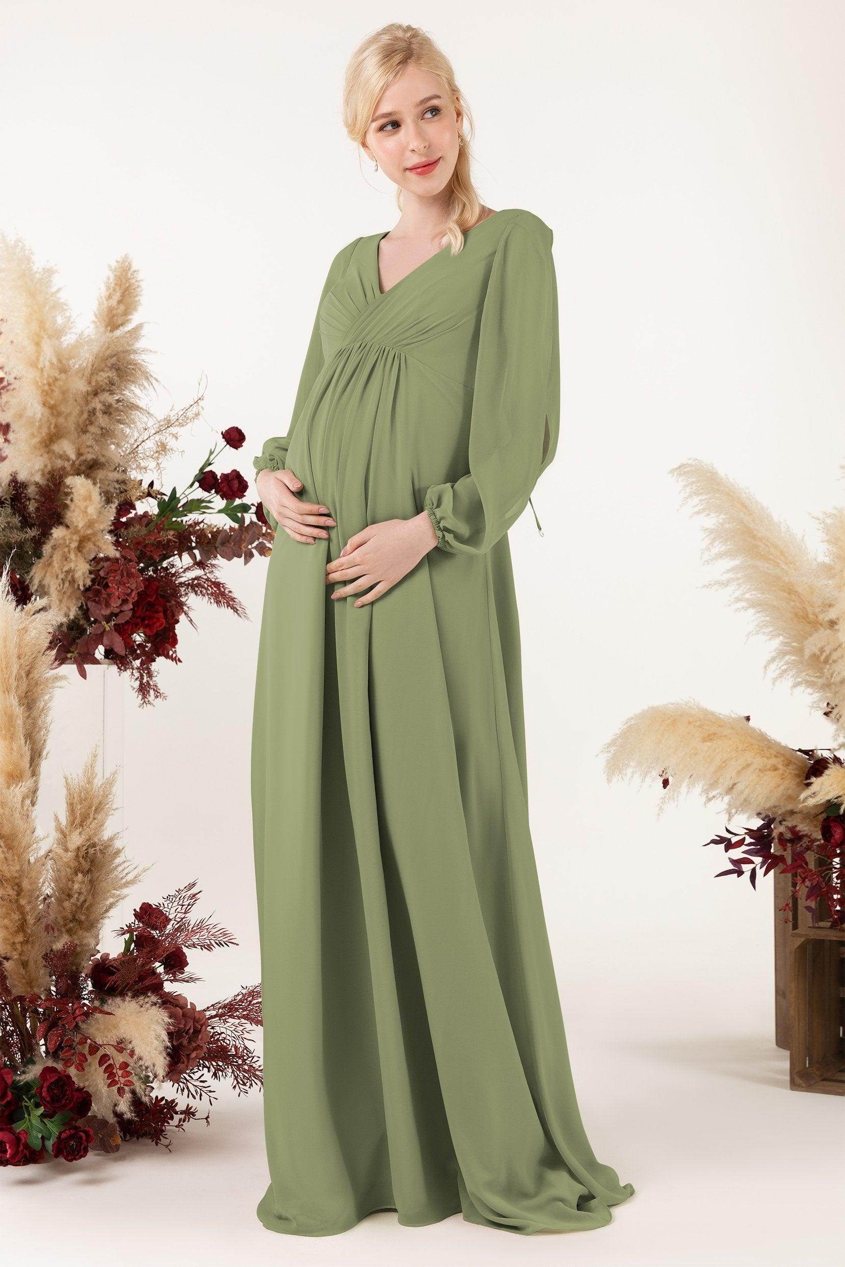 A-Line Sweep-Brush Train Chiffon Bridesmaid Dress CB0479M