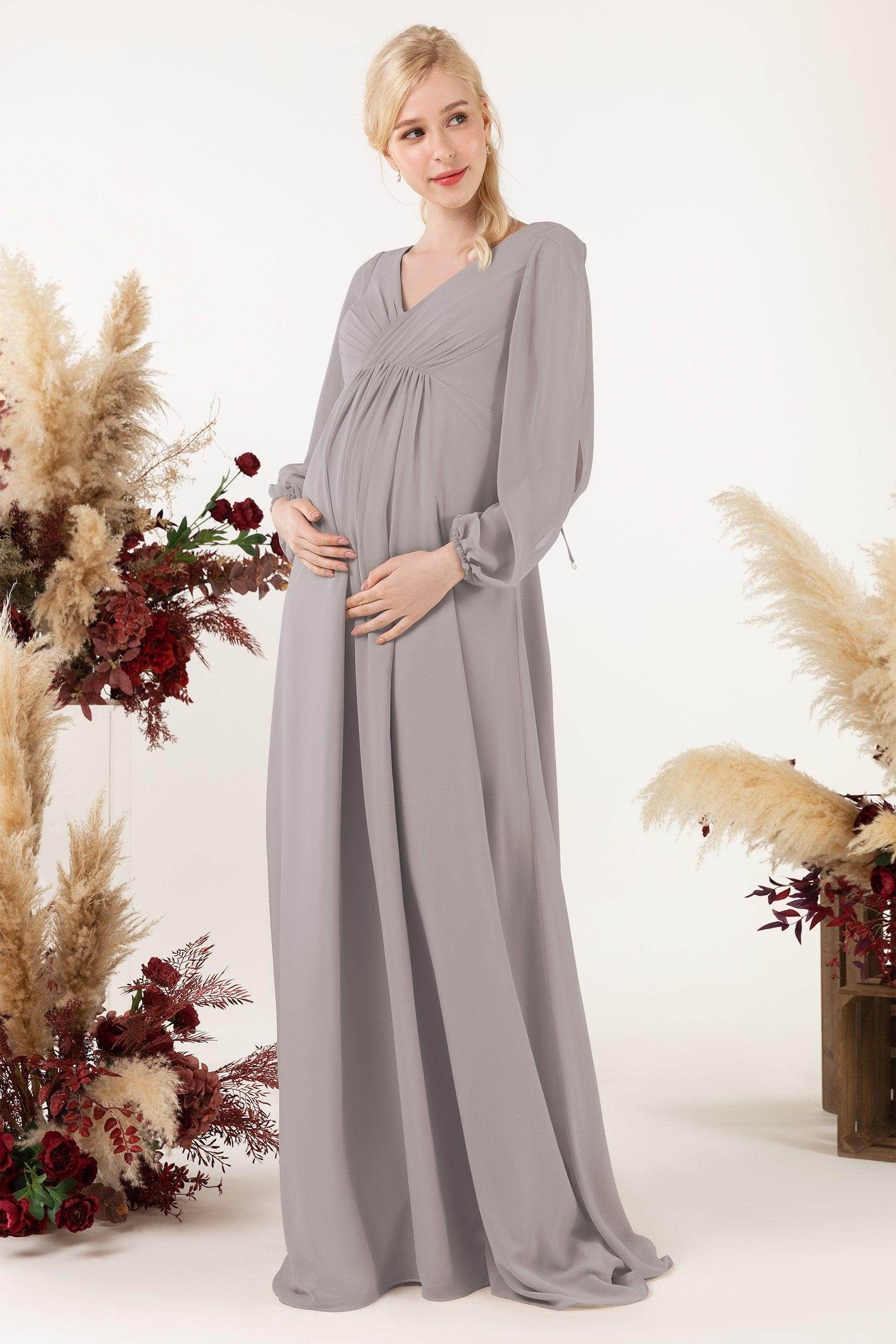 A-Line Sweep-Brush Train Chiffon Bridesmaid Dress CB0479M