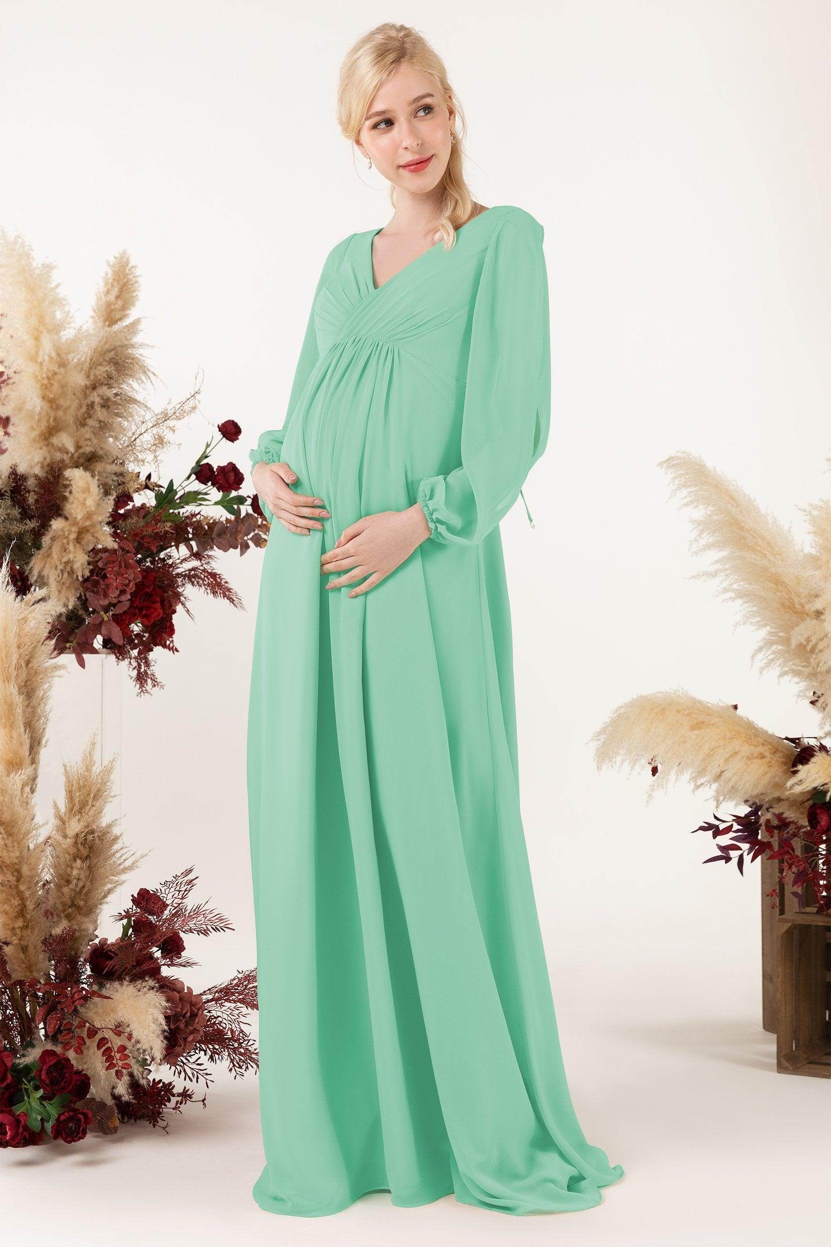 A-Line Sweep-Brush Train Chiffon Bridesmaid Dress CB0479M