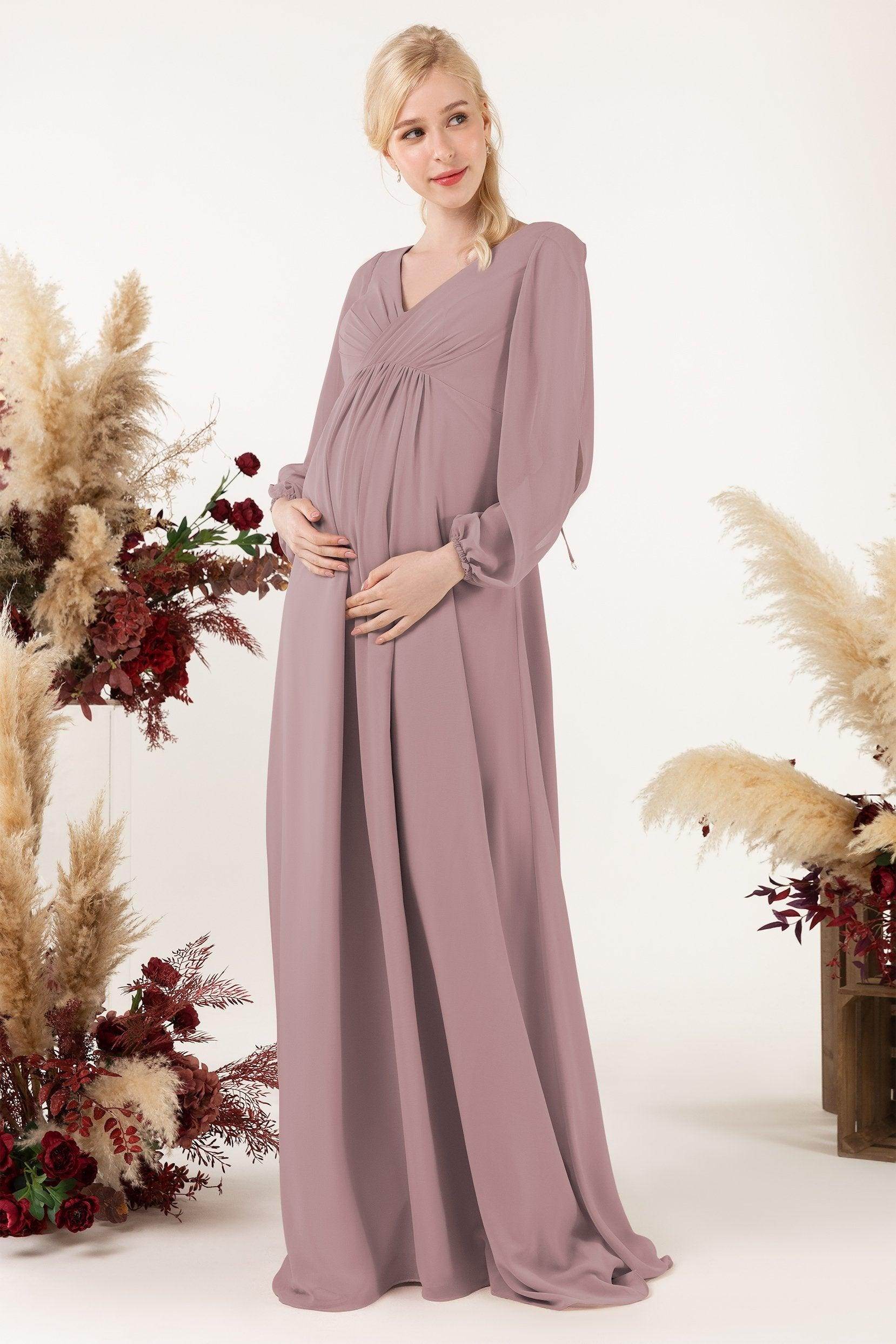 A-Line Sweep-Brush Train Chiffon Bridesmaid Dress CB0479M