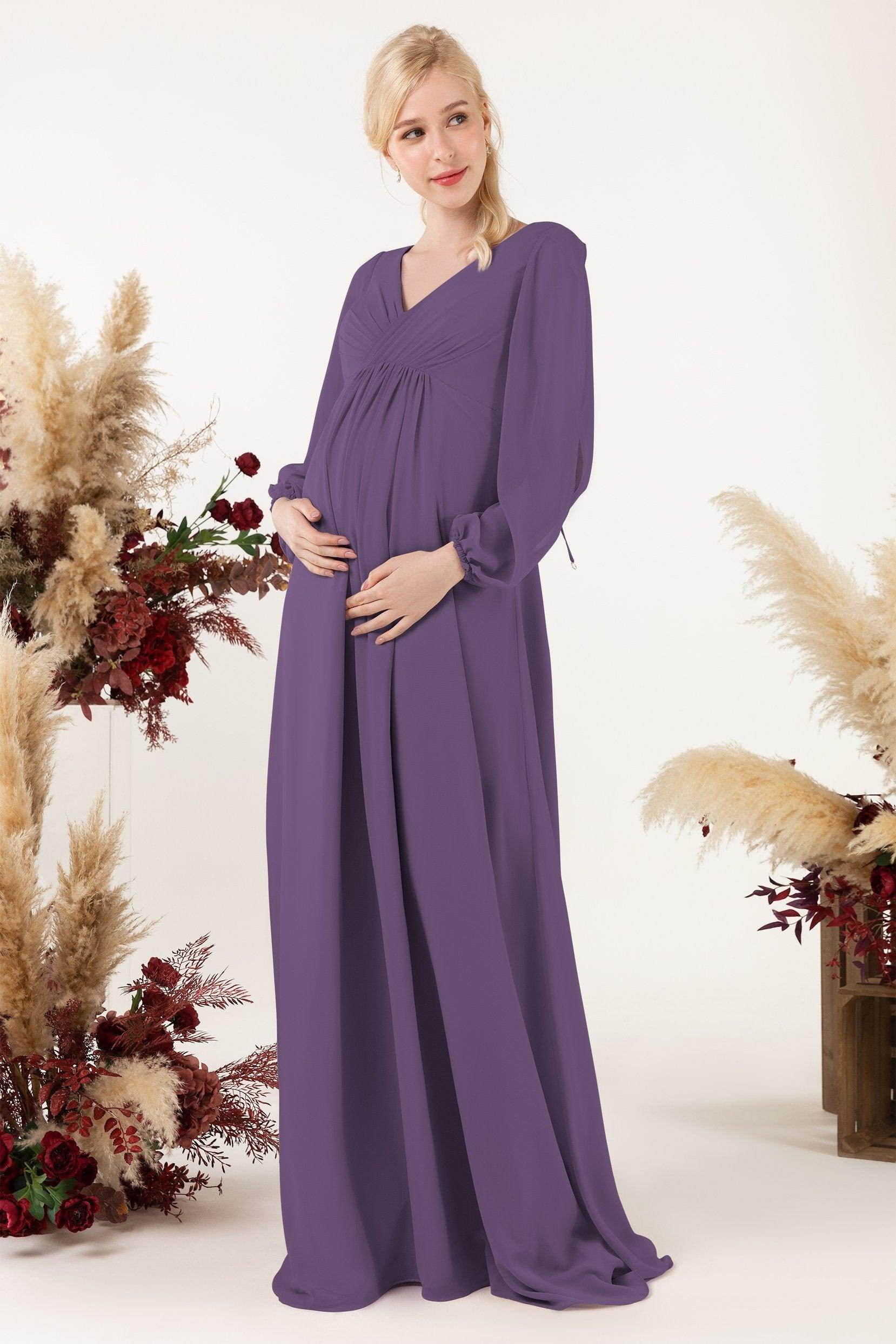 A-Line Sweep-Brush Train Chiffon Bridesmaid Dress CB0479M