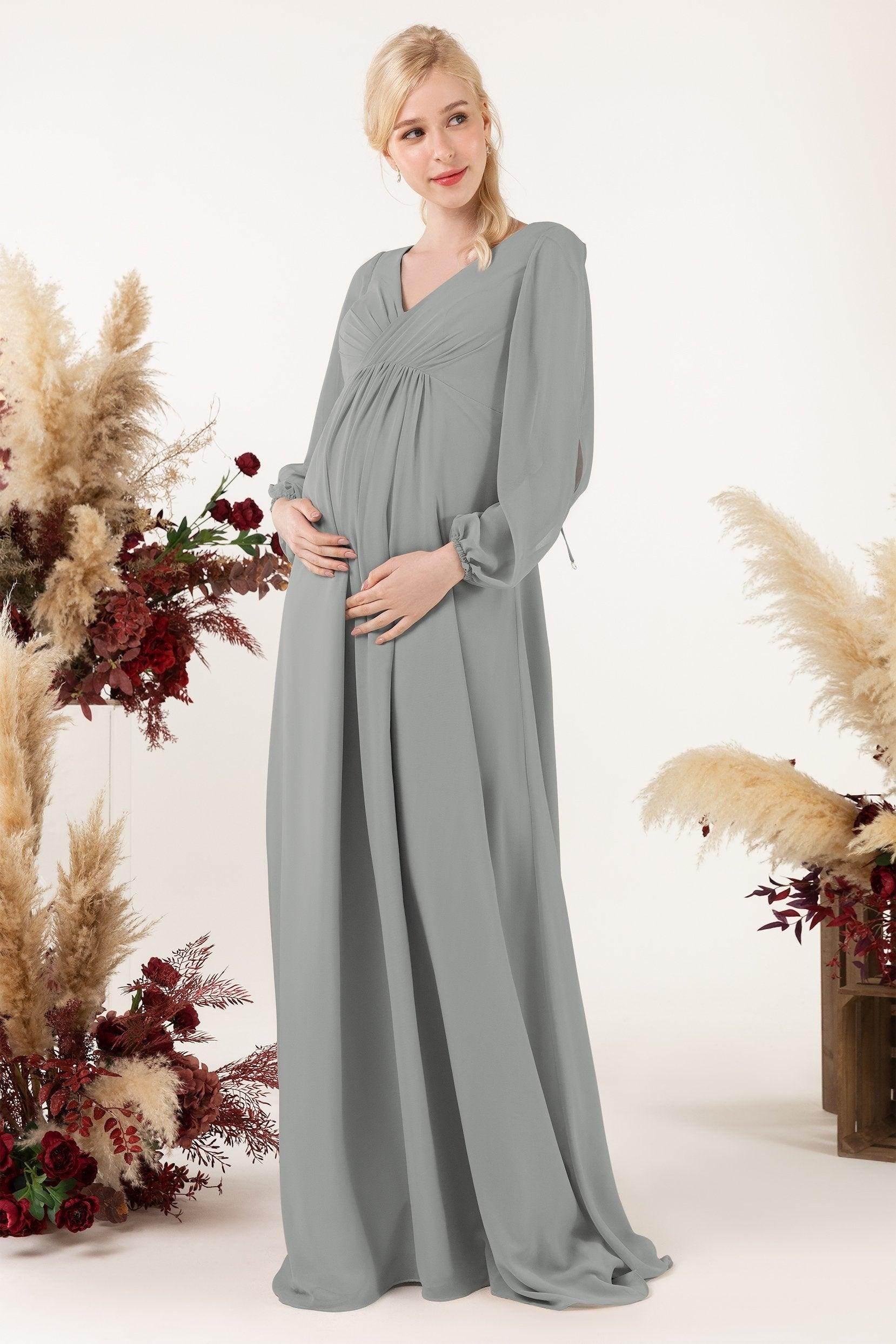 A-Line Sweep-Brush Train Chiffon Bridesmaid Dress CB0479M