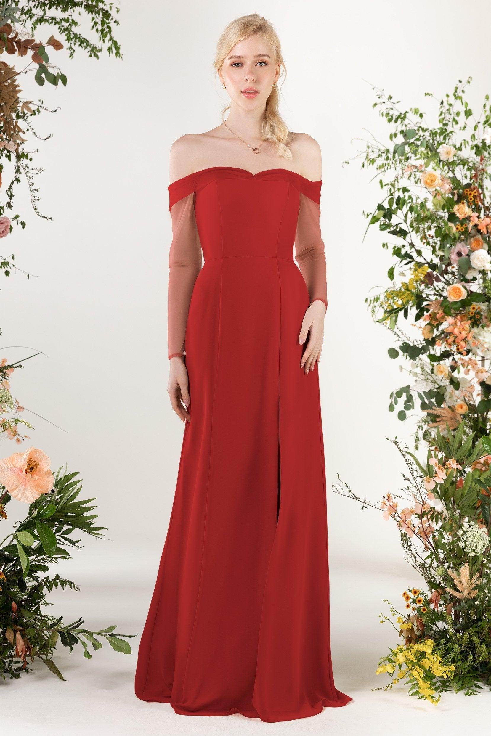 Trumpet Sweep-Brush Train Chiffon Bridesmaid Dress CB0480