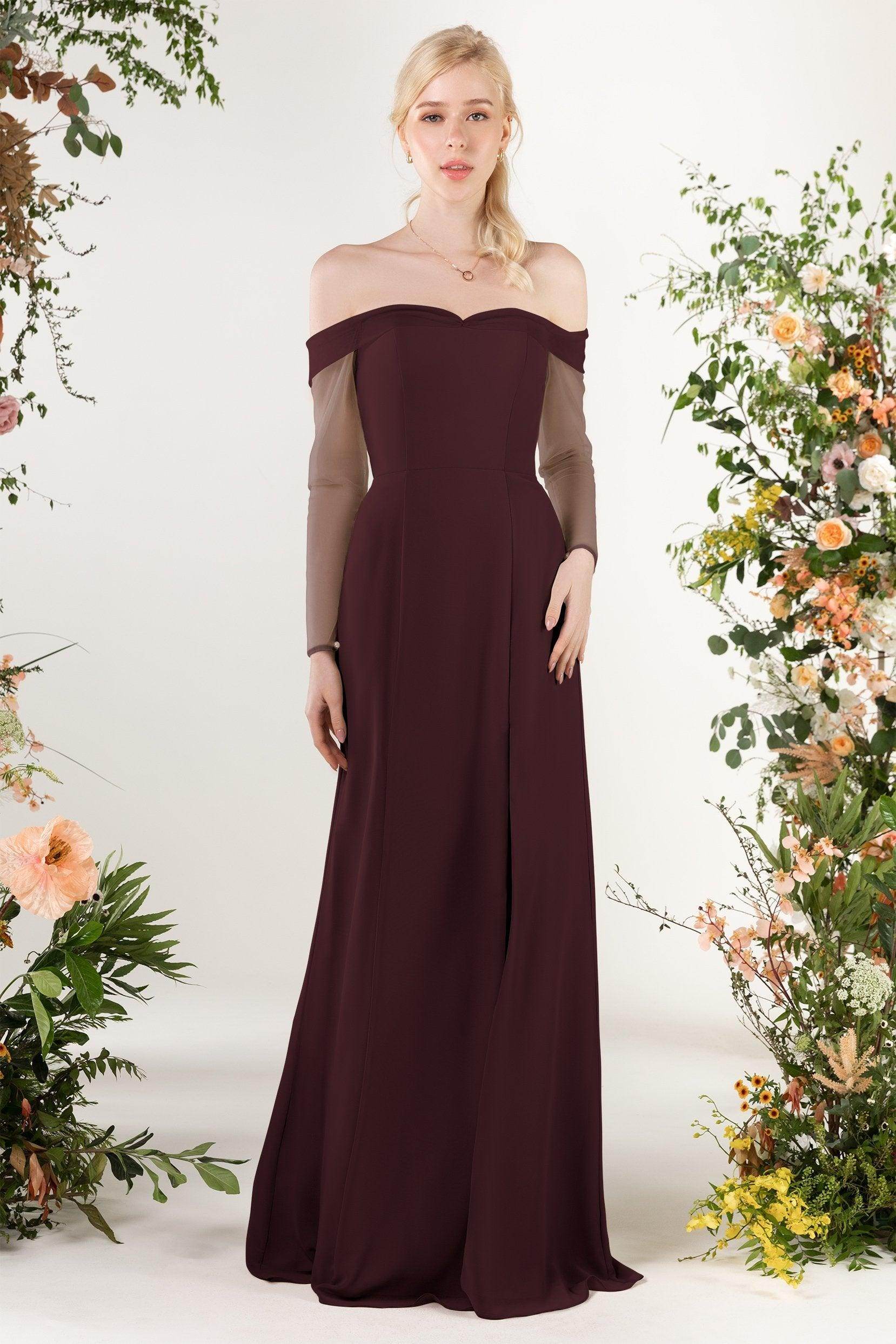 Trumpet Sweep-Brush Train Chiffon Bridesmaid Dress CB0480