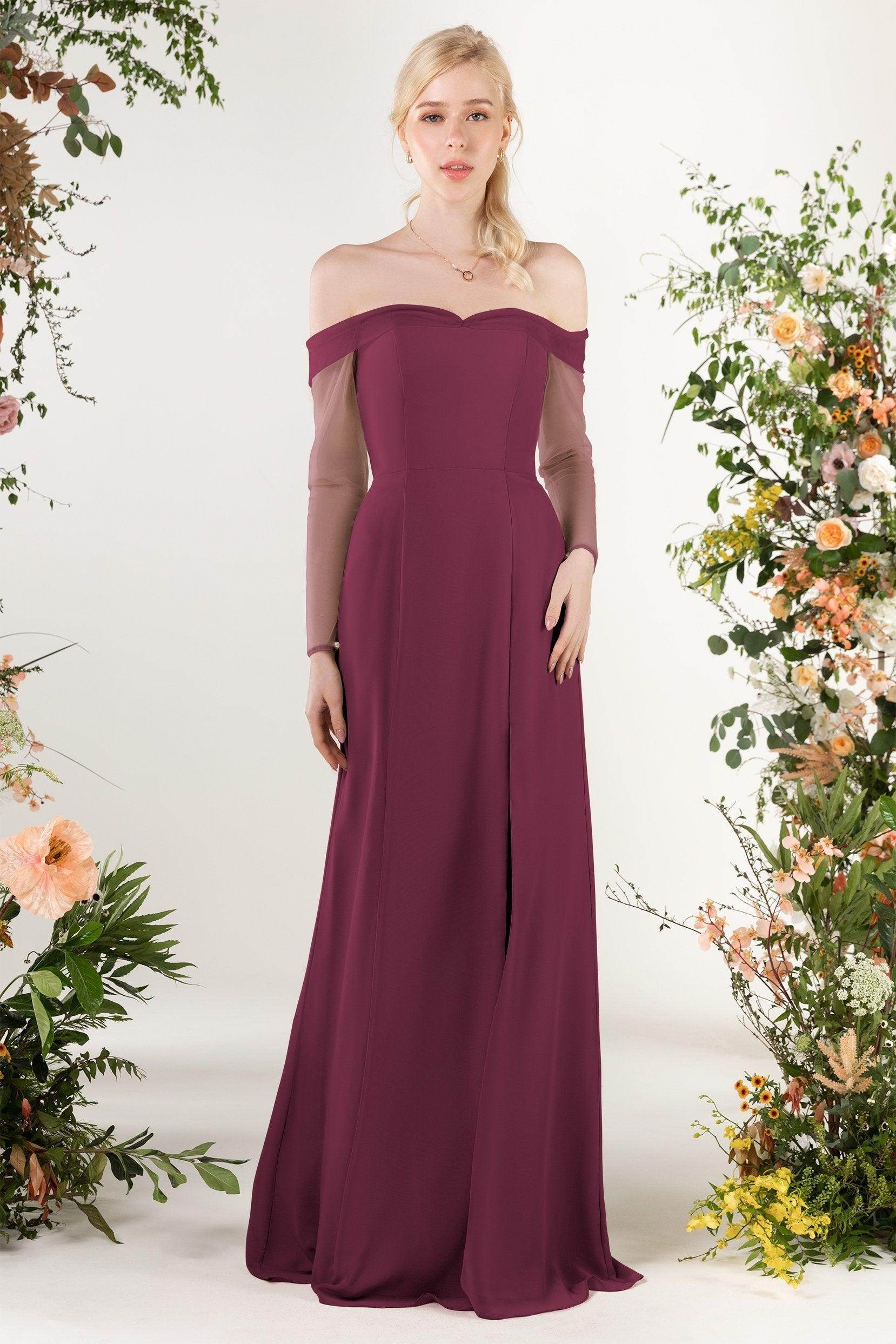 Trumpet Sweep-Brush Train Chiffon Bridesmaid Dress CB0480
