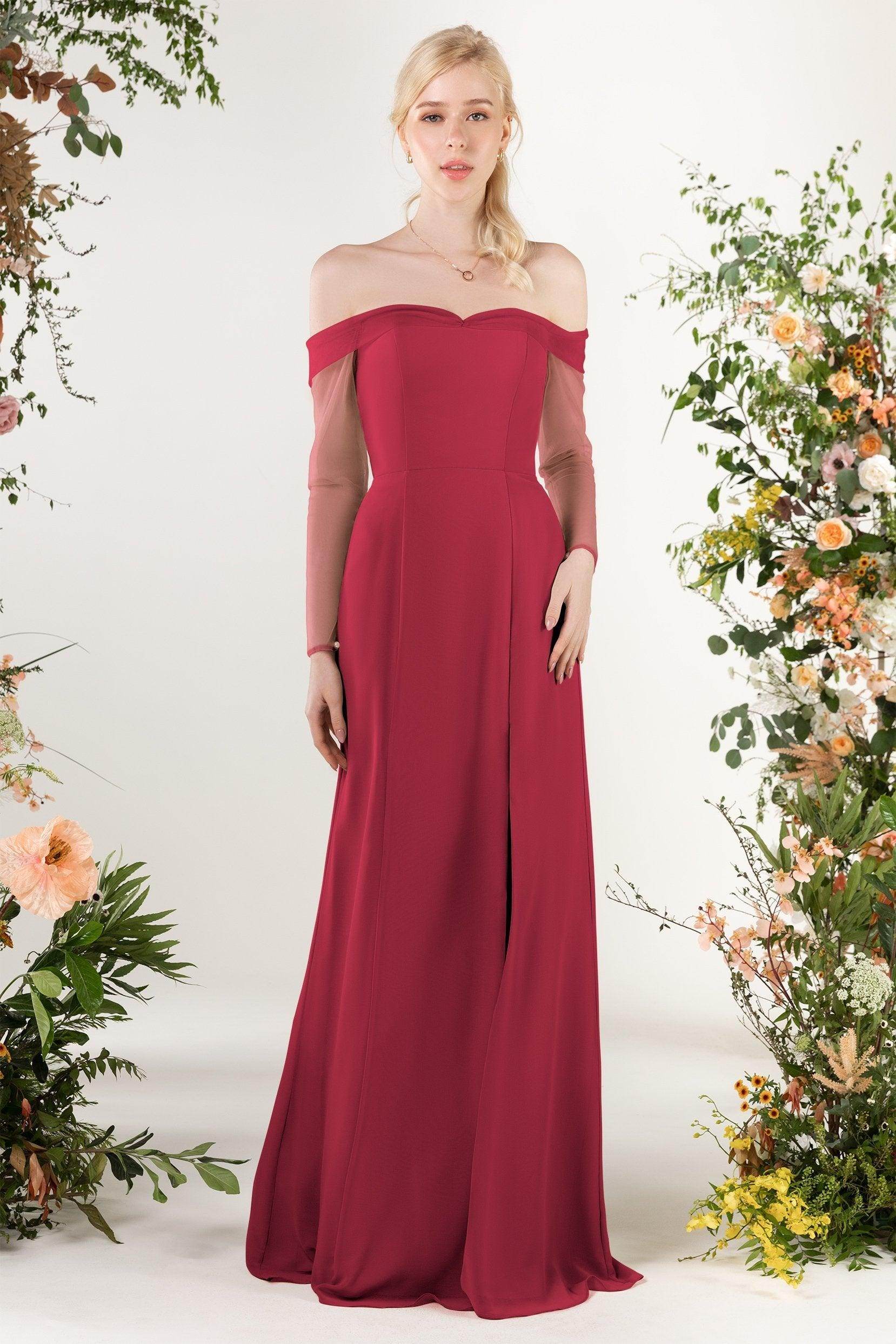 Trumpet Sweep-Brush Train Chiffon Bridesmaid Dress CB0480