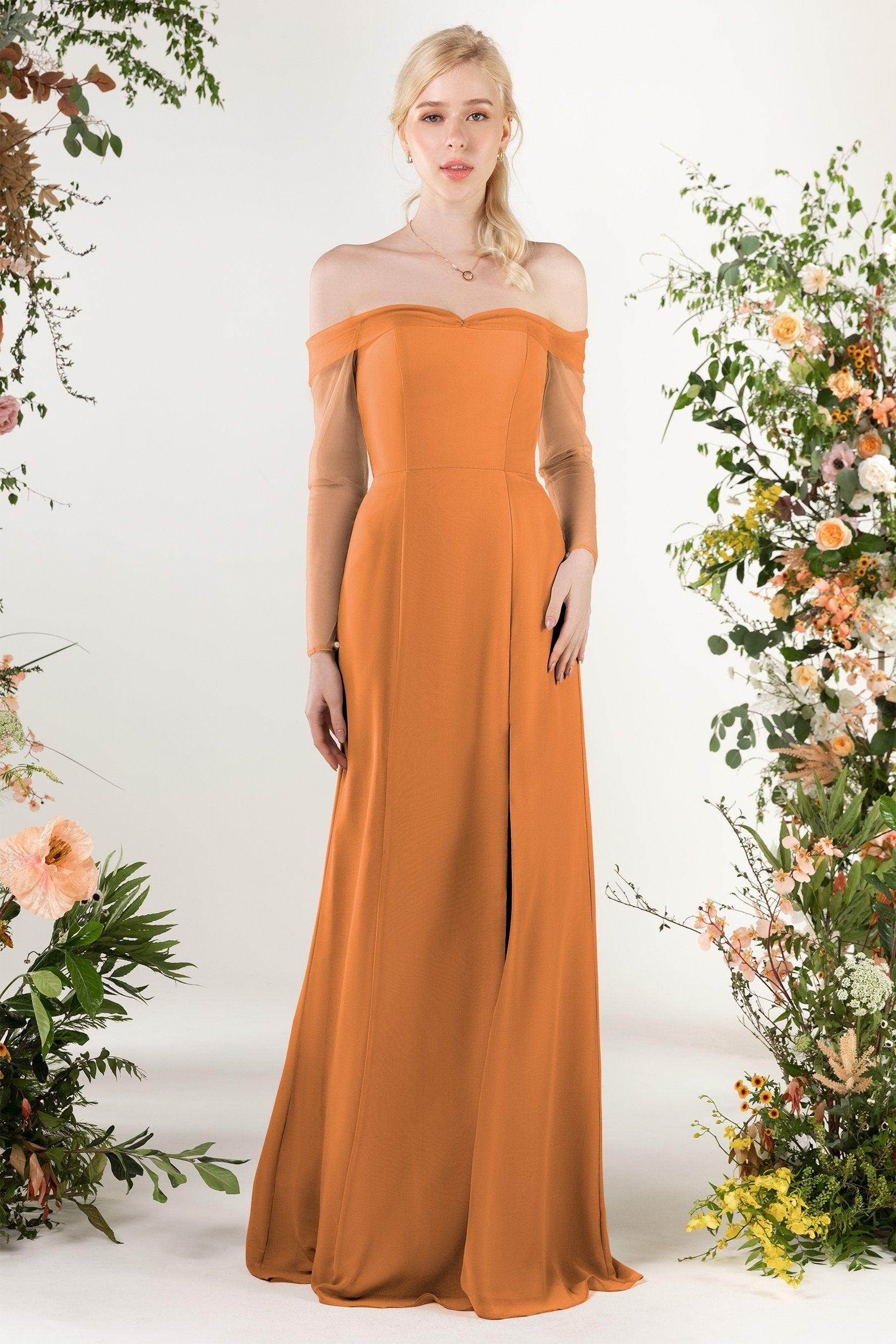 Trumpet Sweep-Brush Train Chiffon Bridesmaid Dress CB0480