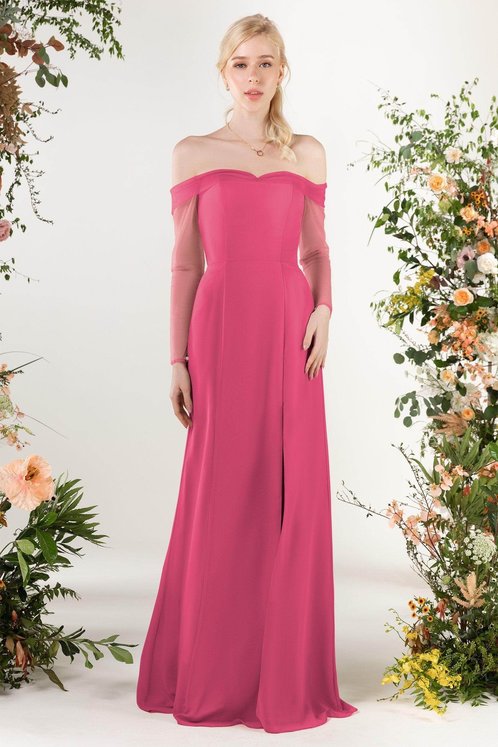 Trumpet Sweep-Brush Train Chiffon Bridesmaid Dress CB0480