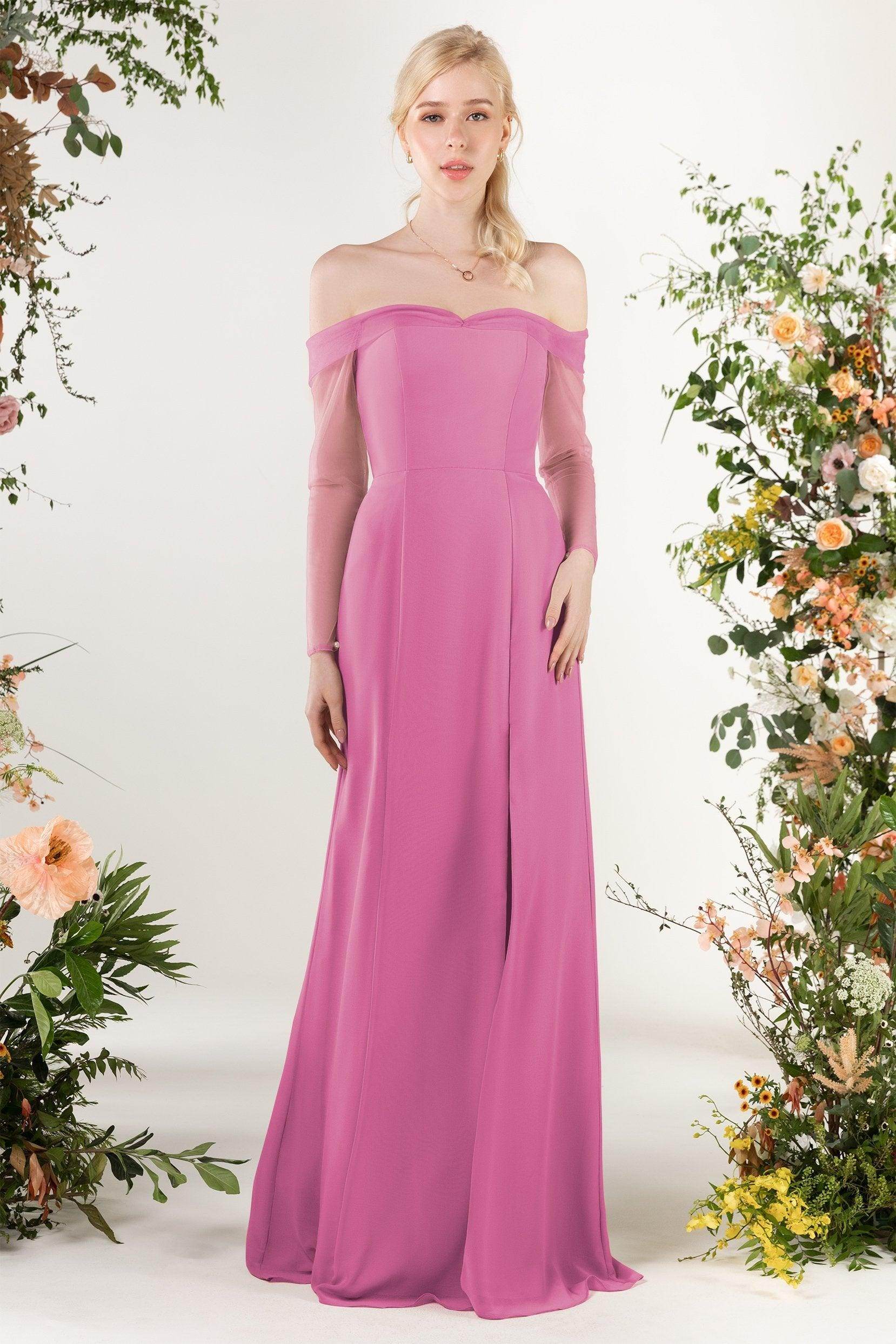 Trumpet Sweep-Brush Train Chiffon Bridesmaid Dress CB0480