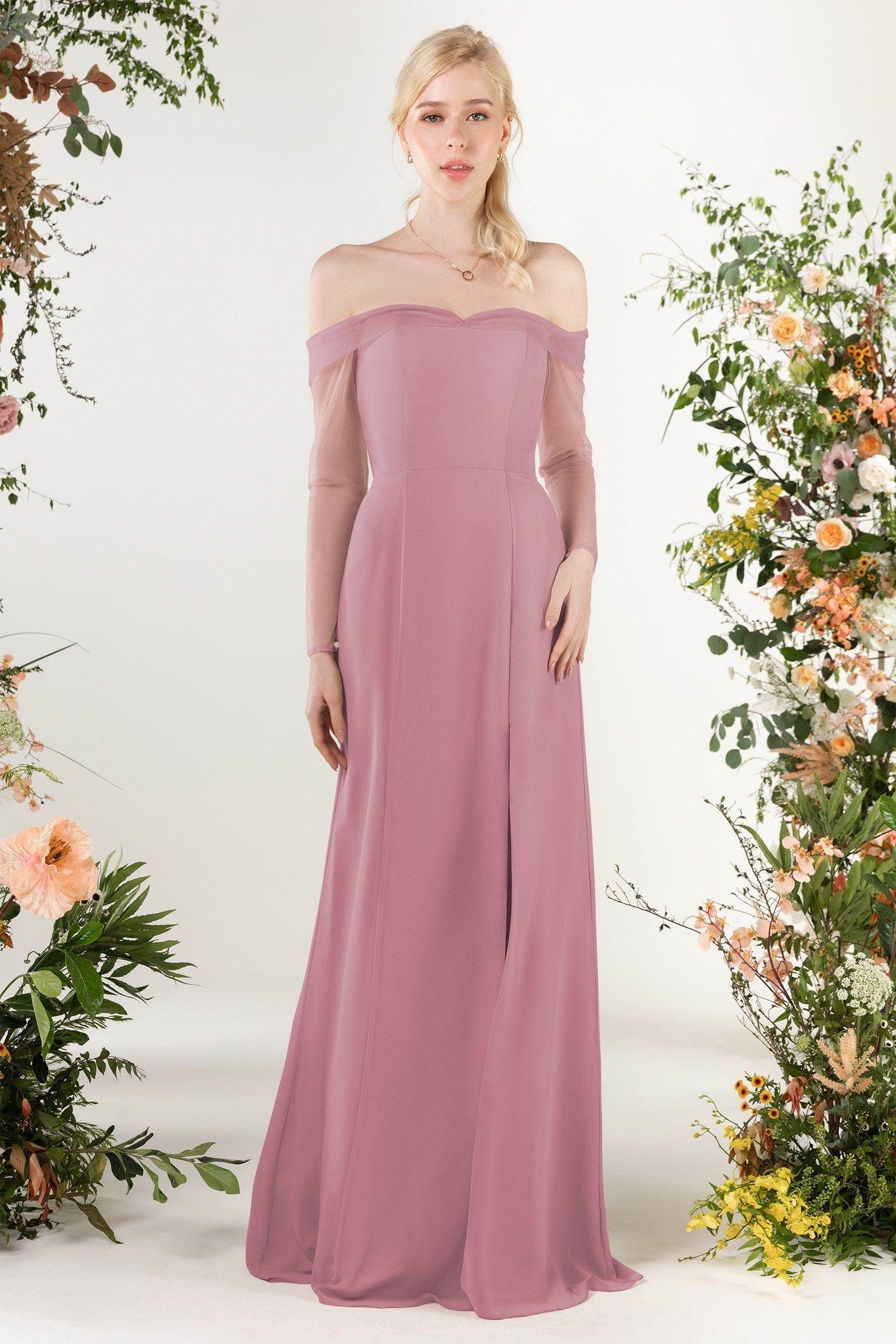 Trumpet Sweep-Brush Train Chiffon Bridesmaid Dress CB0480