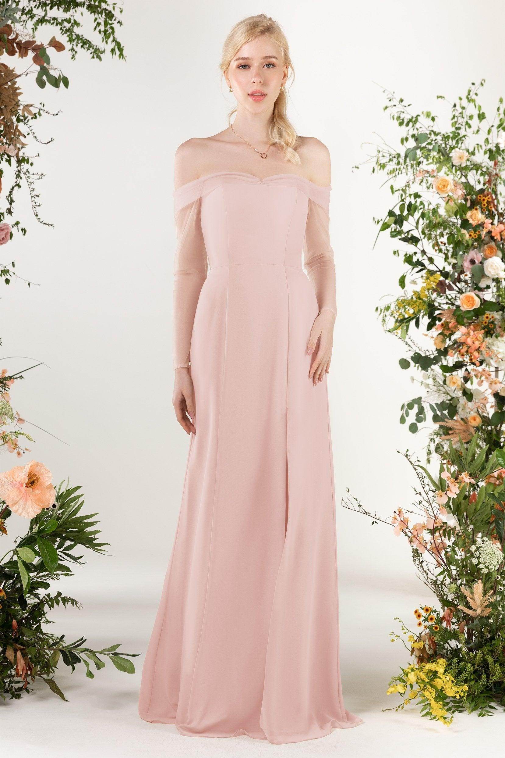 Trumpet Sweep-Brush Train Chiffon Bridesmaid Dress CB0480
