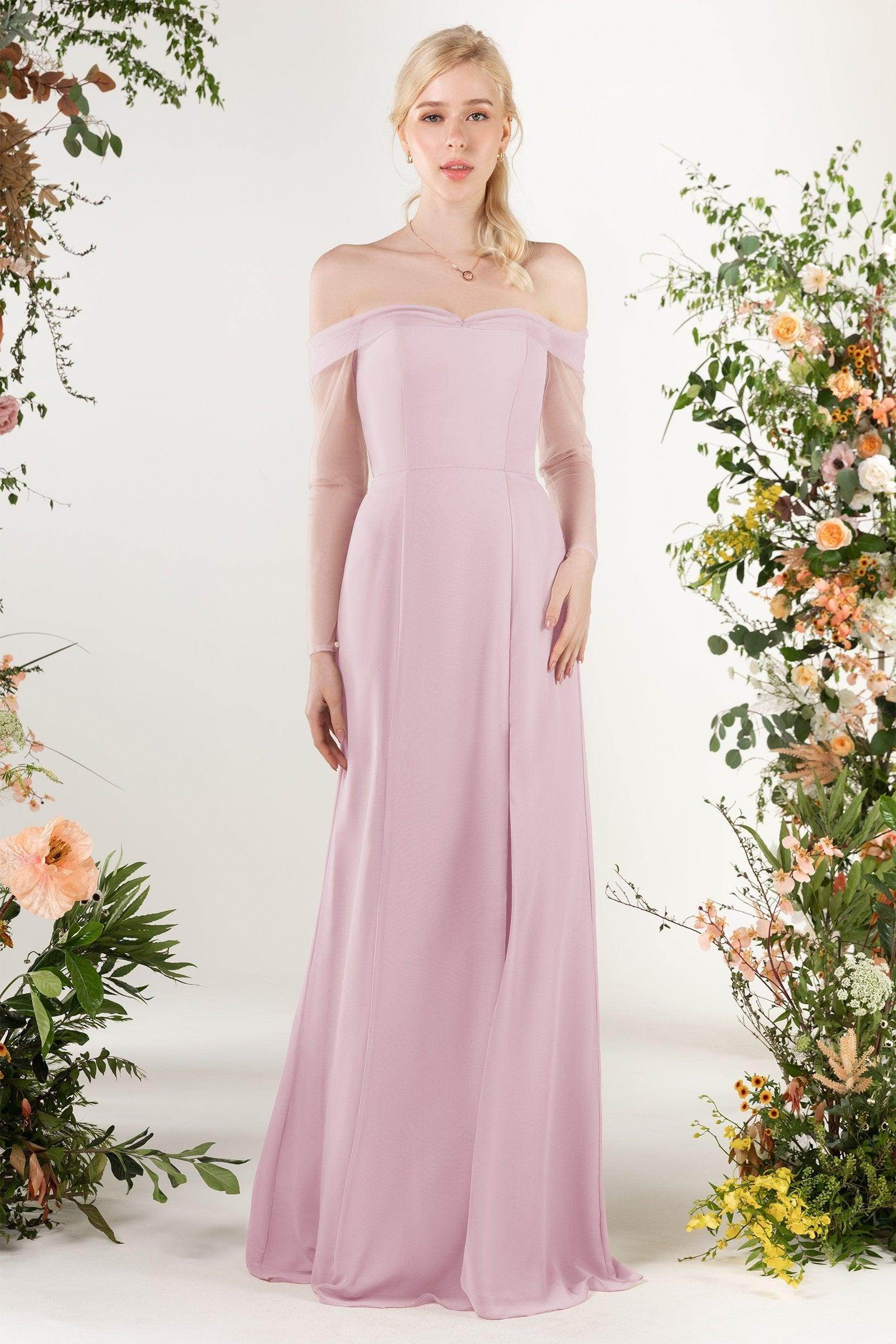 Trumpet Sweep-Brush Train Chiffon Bridesmaid Dress CB0480