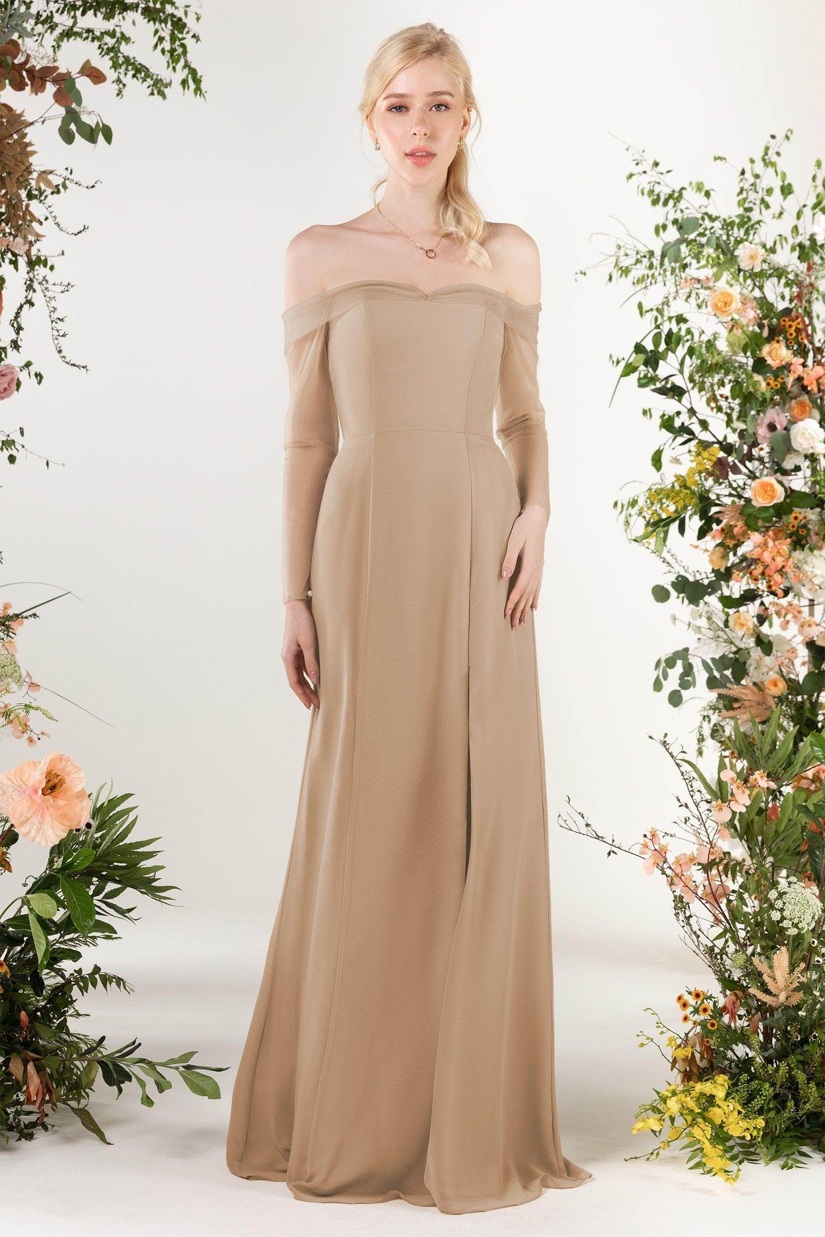 Trumpet Sweep-Brush Train Chiffon Bridesmaid Dress CB0480