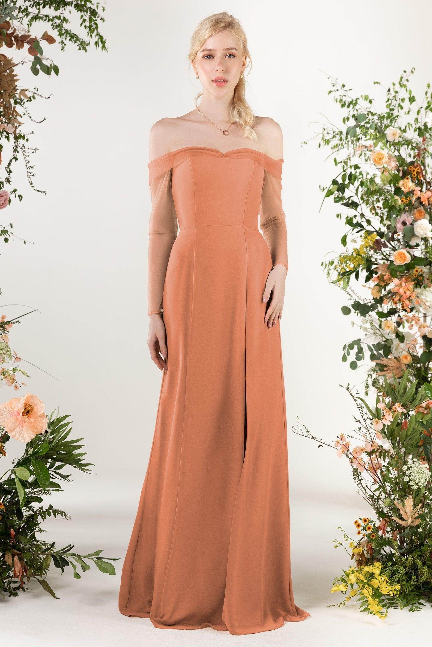 Trumpet Sweep-Brush Train Chiffon Bridesmaid Dress CB0480
