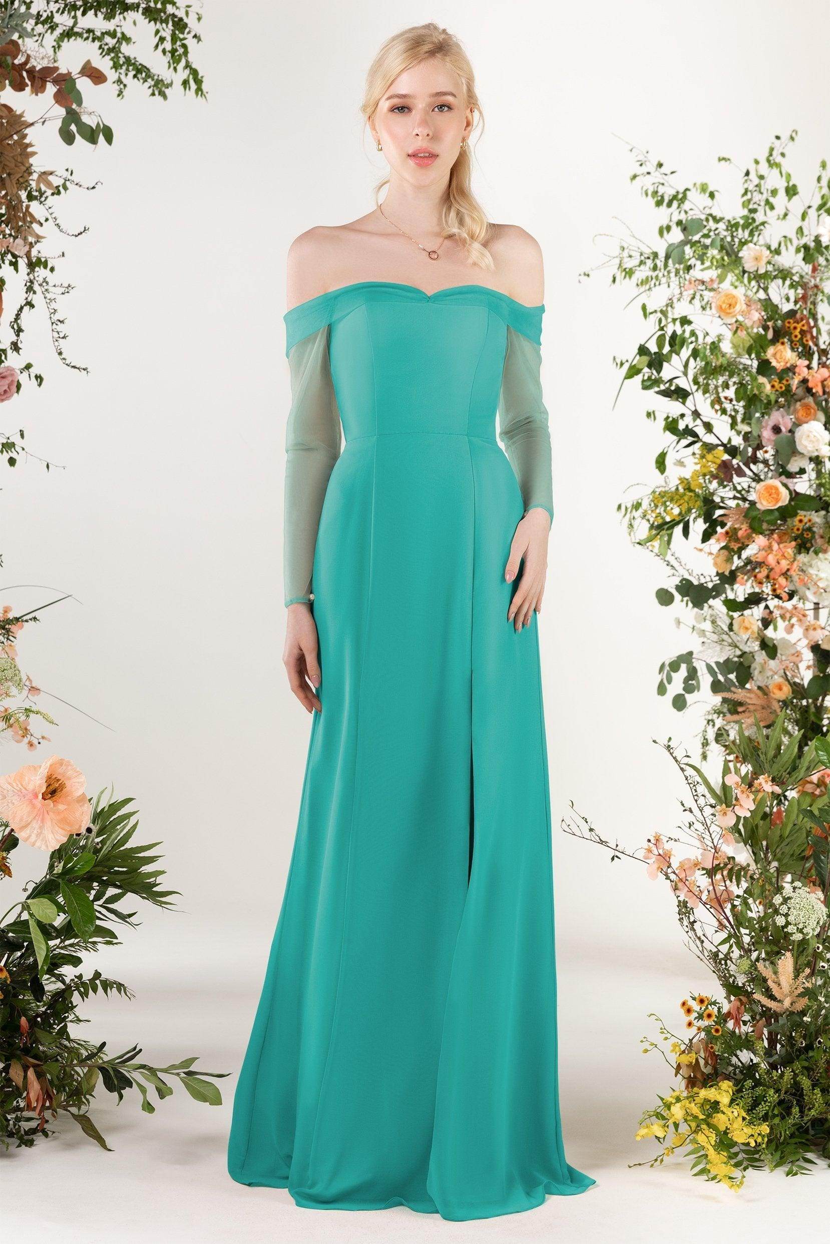 Trumpet Sweep-Brush Train Chiffon Bridesmaid Dress CB0480