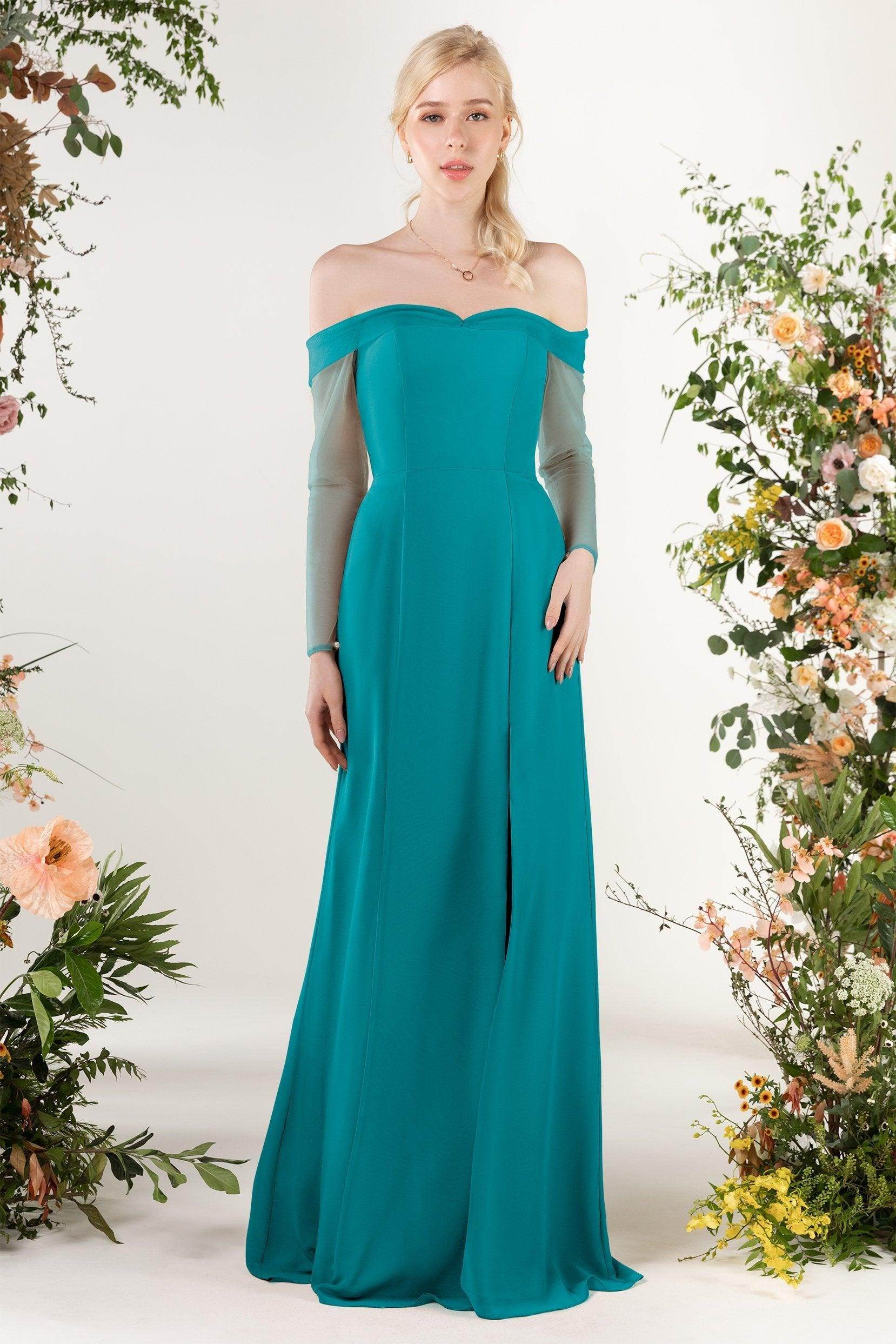 Trumpet Sweep-Brush Train Chiffon Bridesmaid Dress CB0480