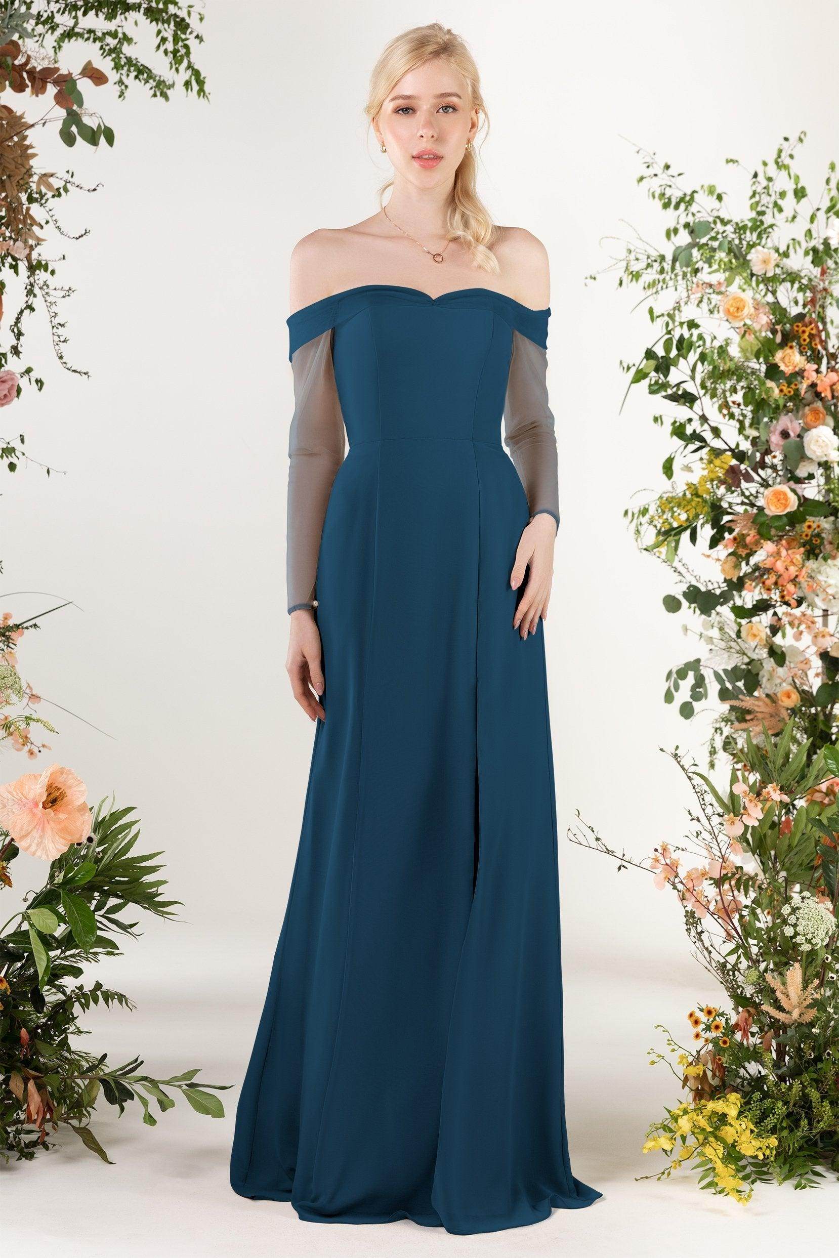 Trumpet Sweep-Brush Train Chiffon Bridesmaid Dress CB0480