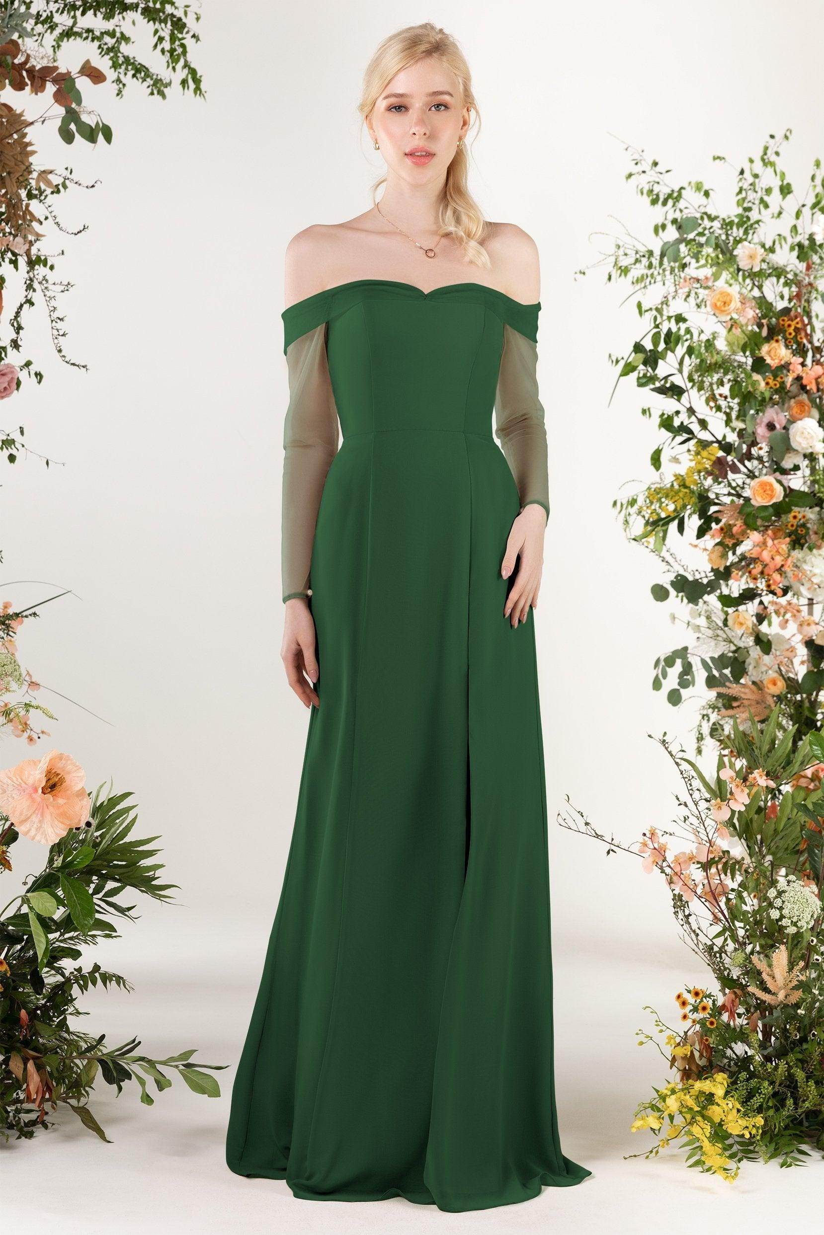 Trumpet Sweep-Brush Train Chiffon Bridesmaid Dress CB0480
