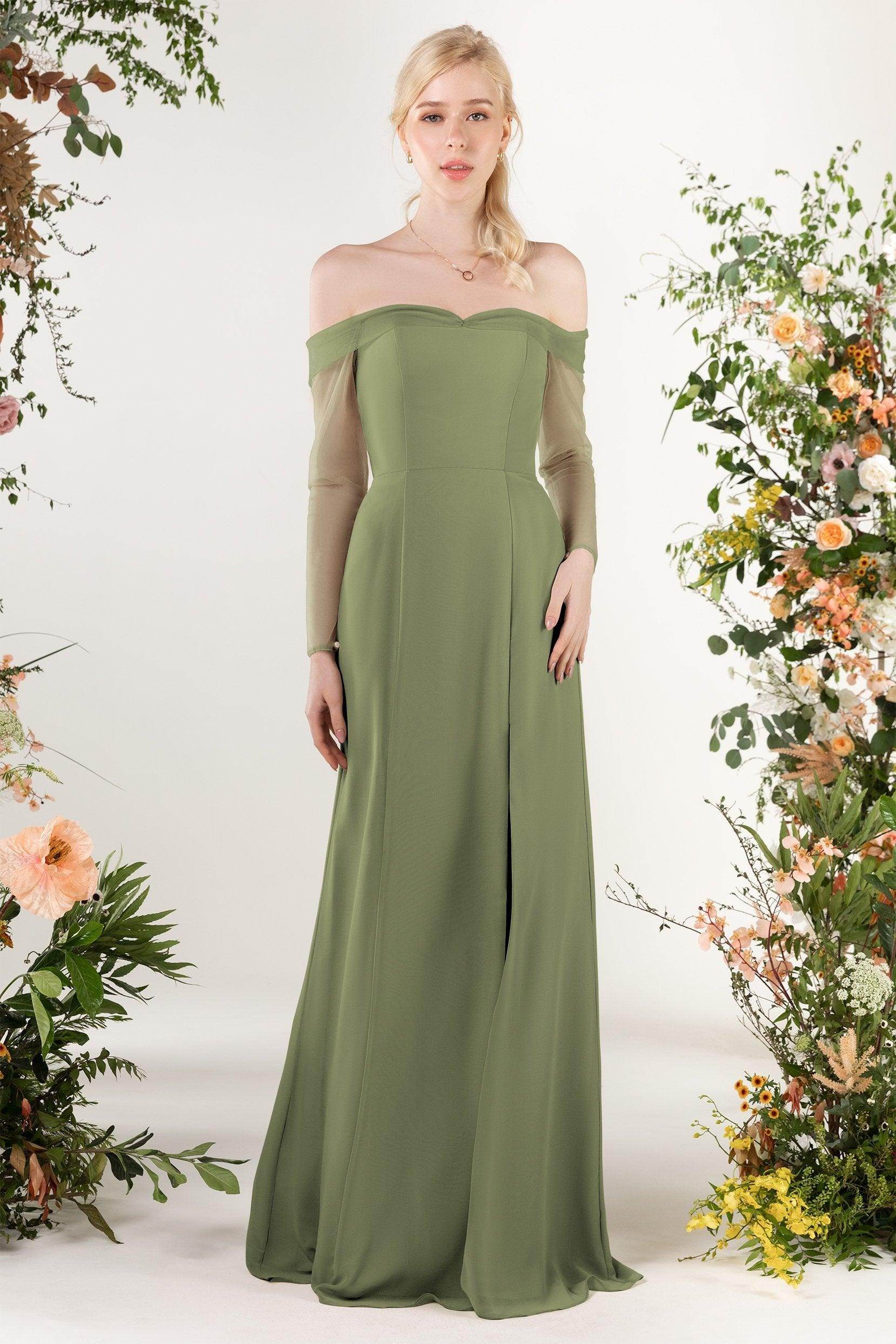 Trumpet Sweep-Brush Train Chiffon Bridesmaid Dress CB0480