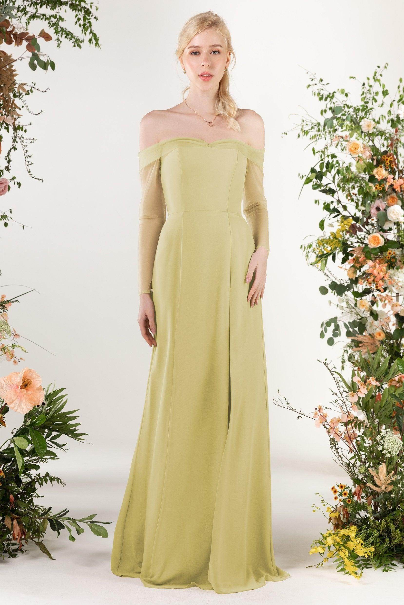 Trumpet Sweep-Brush Train Chiffon Bridesmaid Dress CB0480
