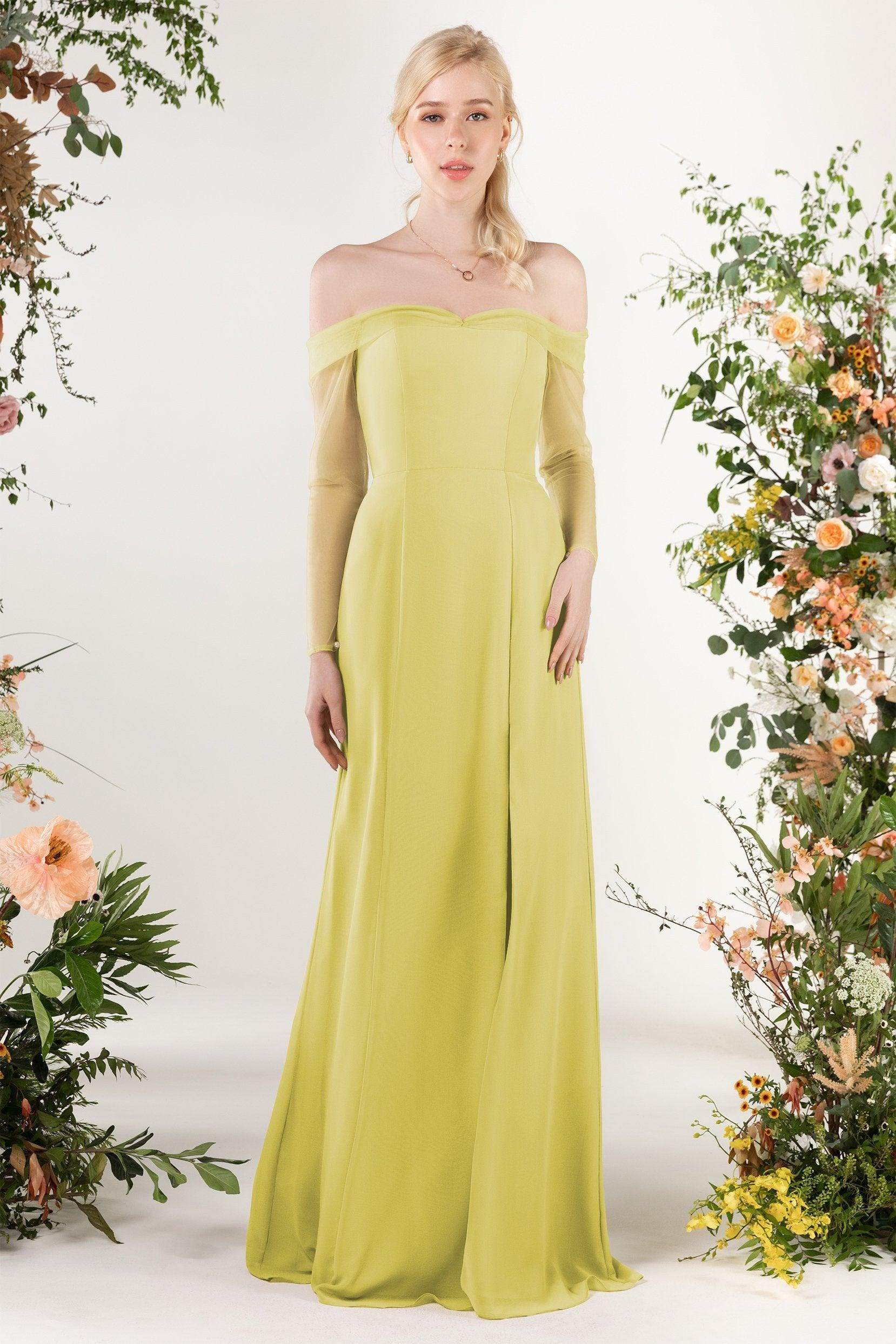 Trumpet Sweep-Brush Train Chiffon Bridesmaid Dress CB0480