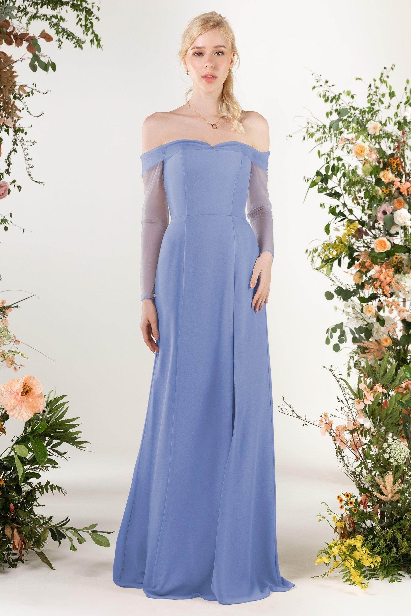 Trumpet Sweep-Brush Train Chiffon Bridesmaid Dress CB0480